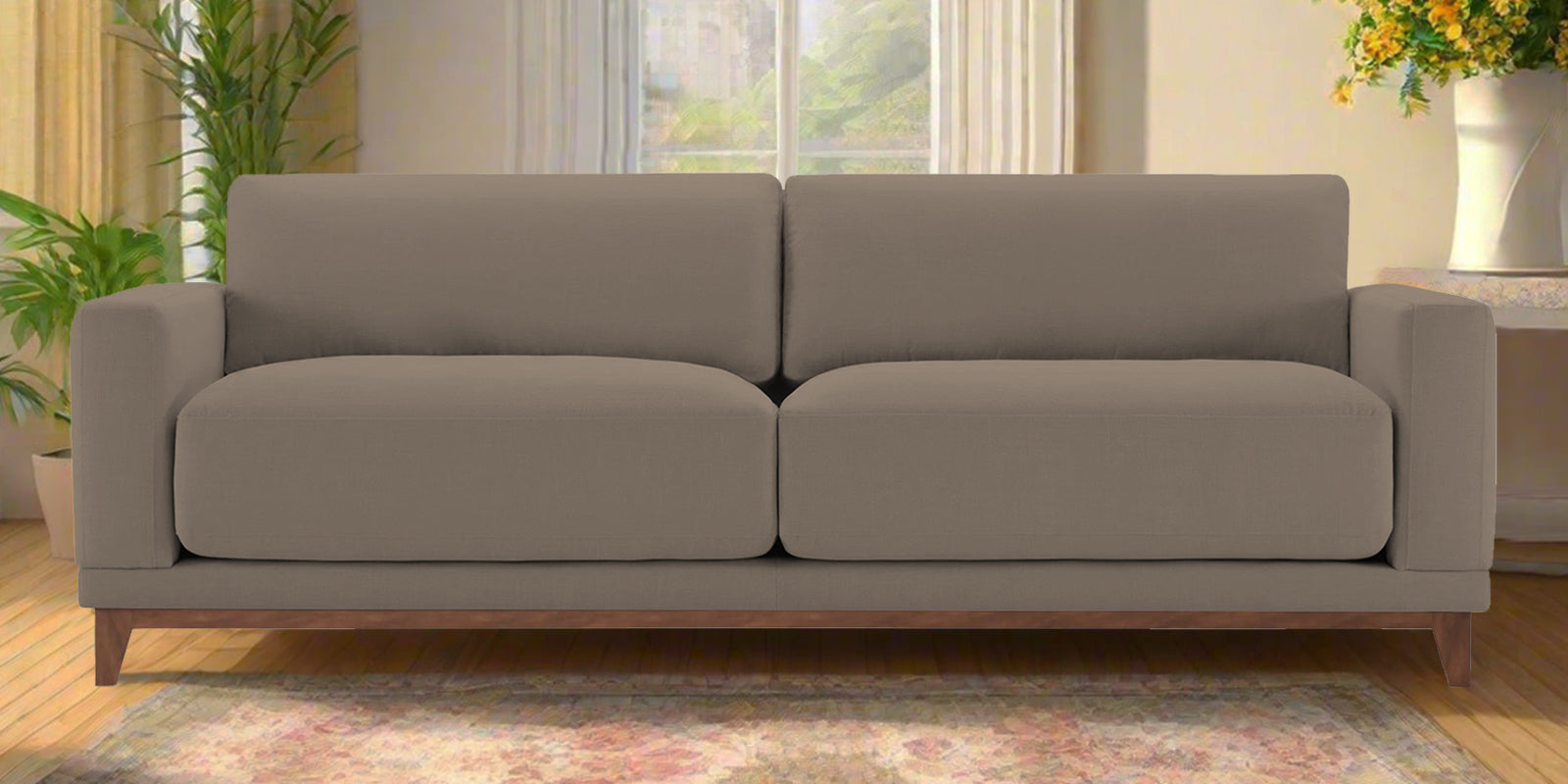 Esha Fabric 3 Seater Sofa In Hazel Beige Colour - Febonic Living