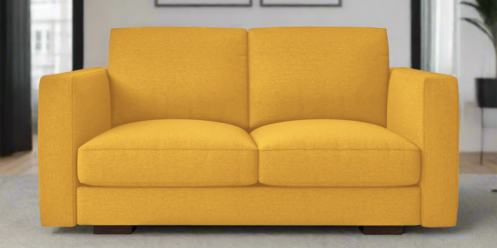 Messy Fabric 2 Seater Sofa In Bold Yellow Colour - Febonic Living