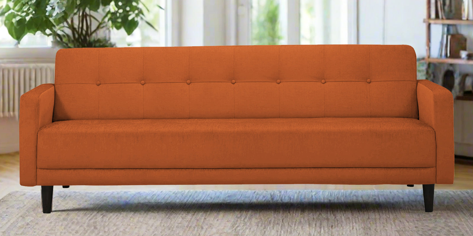 Noha Fabric 3 Seater Sofa In Vivid Orange Colour - Febonic Living