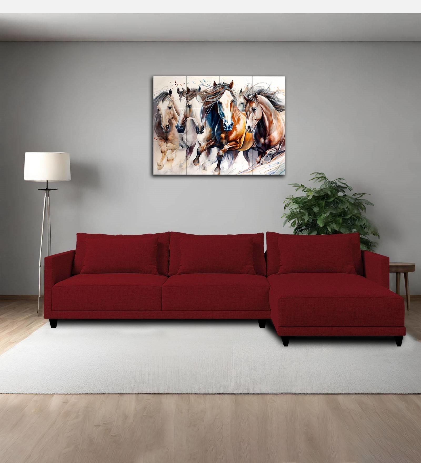 Kera Fabric LHS Sectional Sofa (3+Lounger) In Blood Maroon Colour - Febonic Living