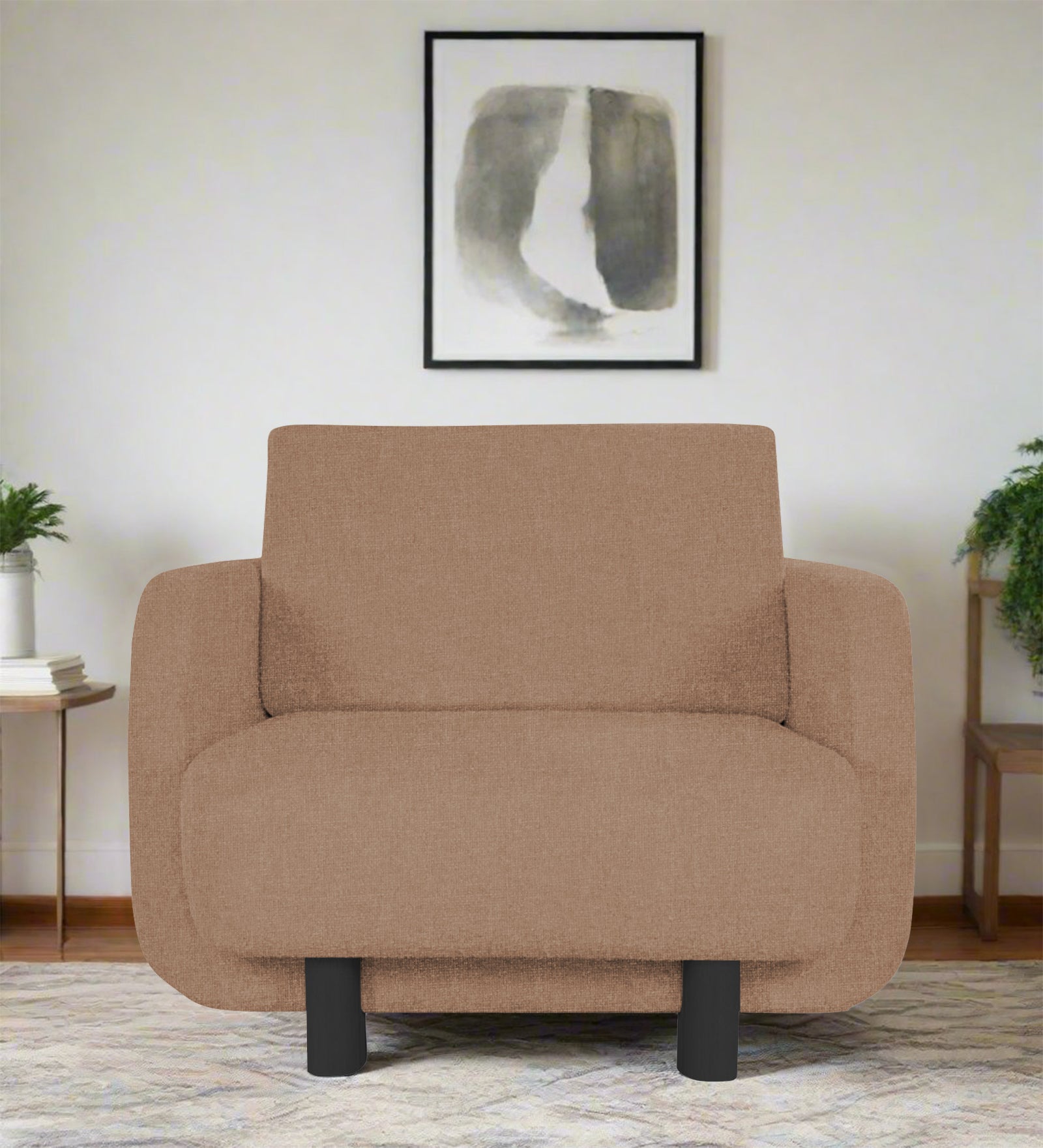 Varu Fabric 1 Seater Sofa In Cosmic Beige Colour - Febonic Living