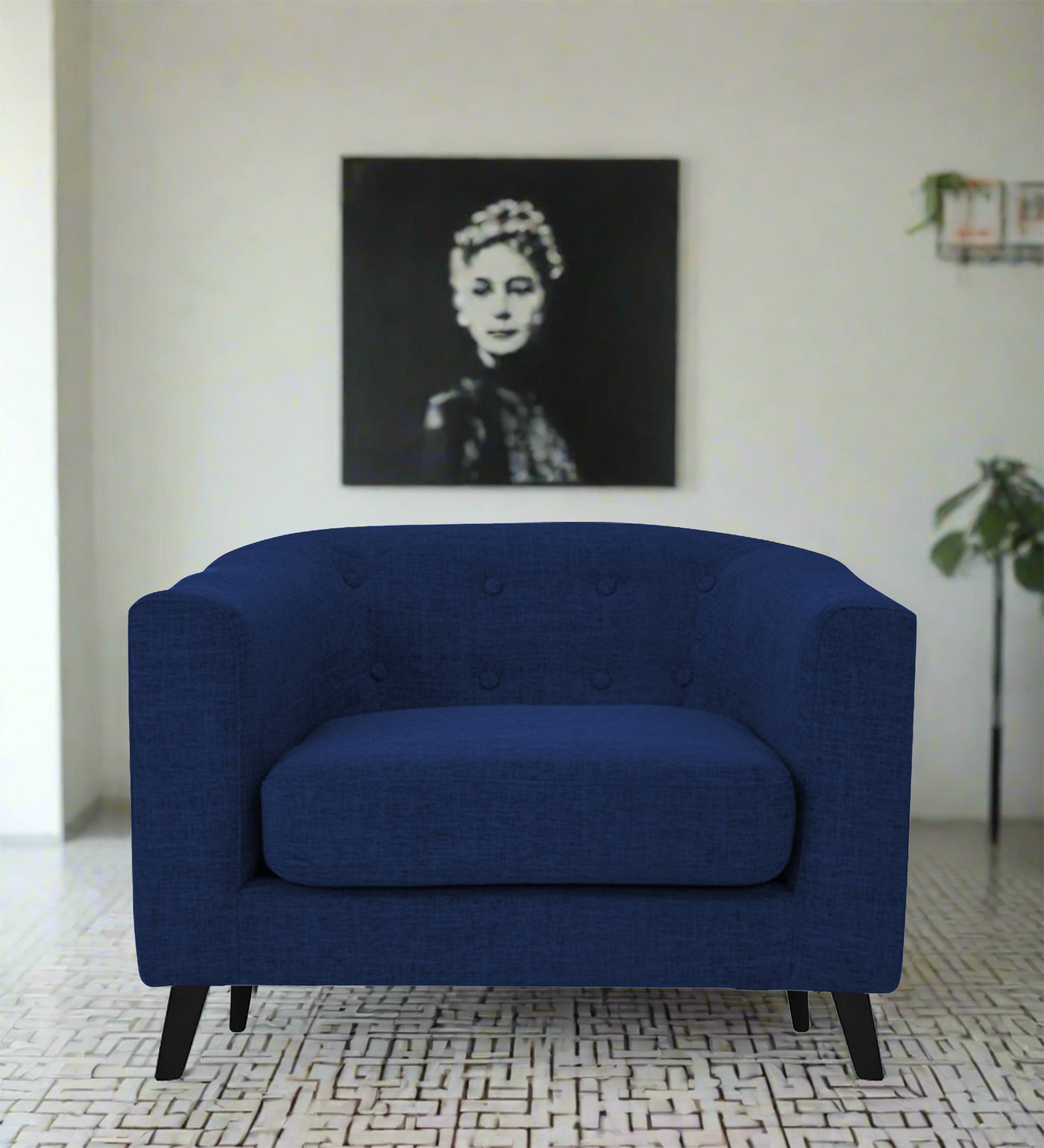 Casper Fabric 1 Seater Sofa In Royal Blue Colour - Febonic Living