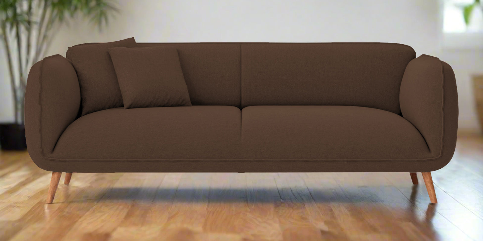 Zia Fabric 3 Seater Sofa In Ash Brown Colour