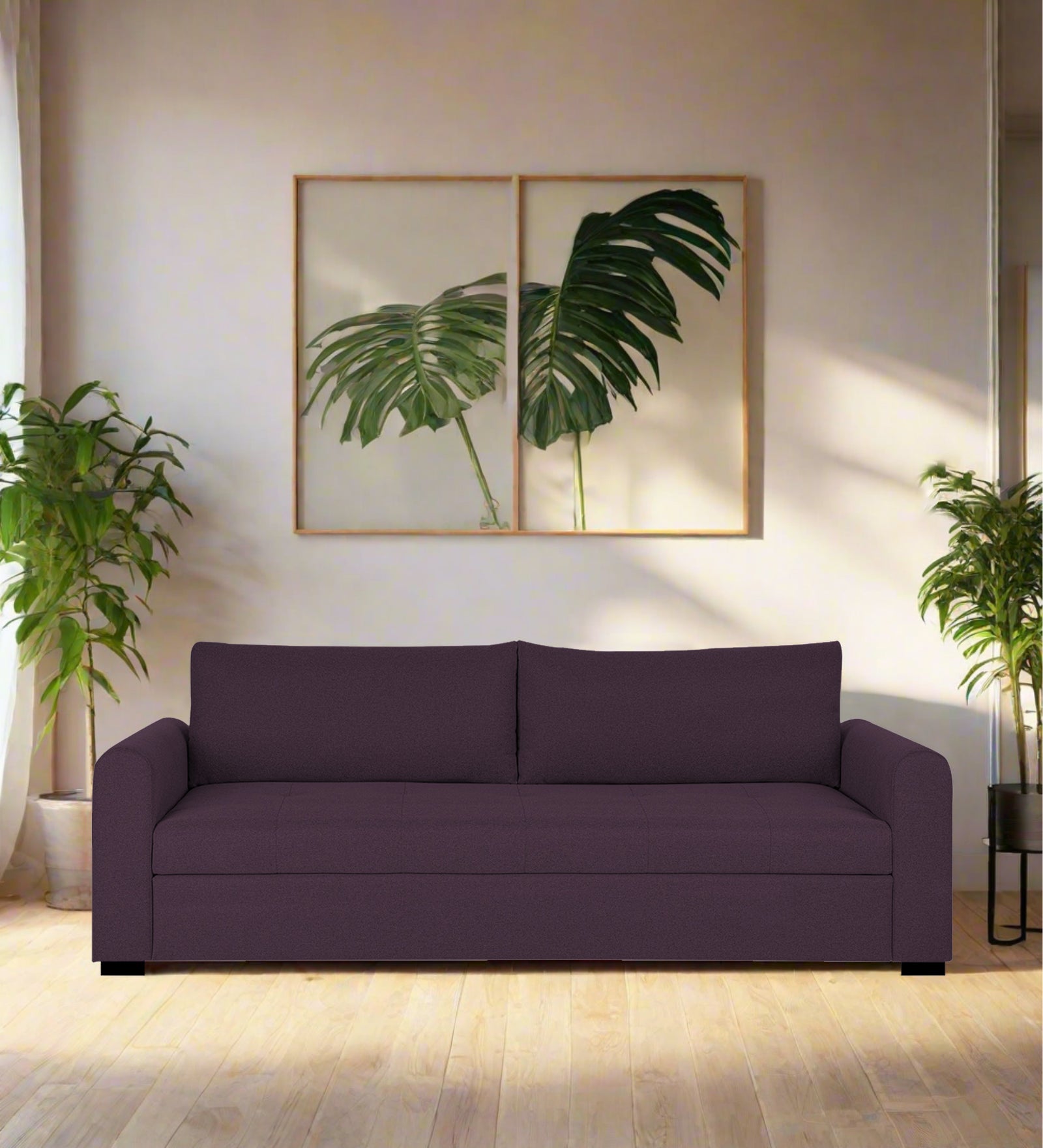 Sigma Fabric 3 Seater Sofa In Greek Purple Colour - Febonic Living