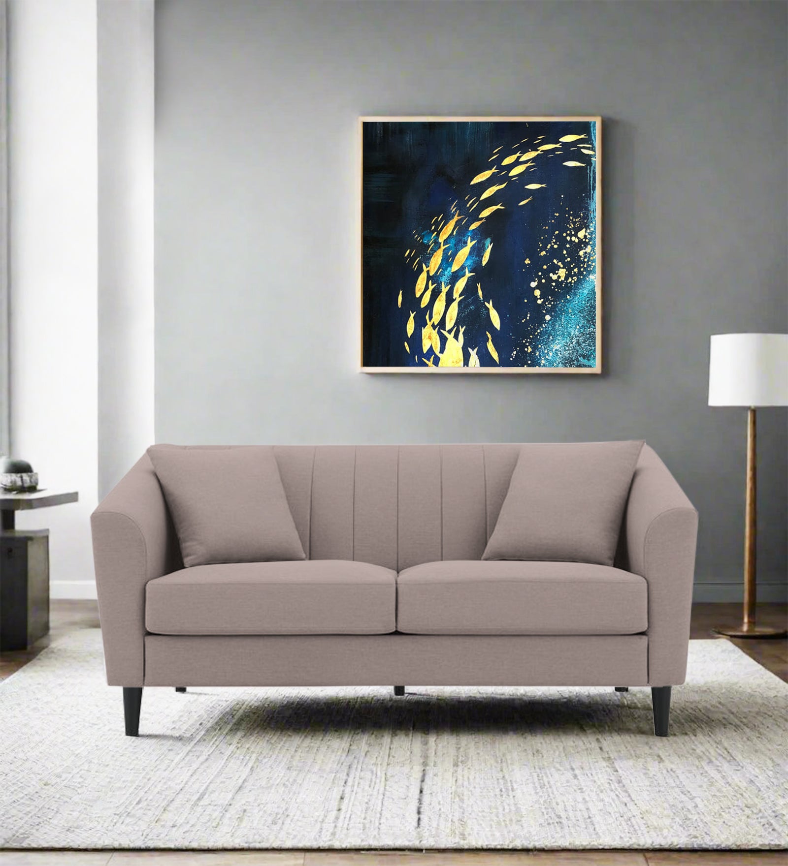 Polon Fabric 2 Seater Sofa In Almond Beige Colour - Febonic Living