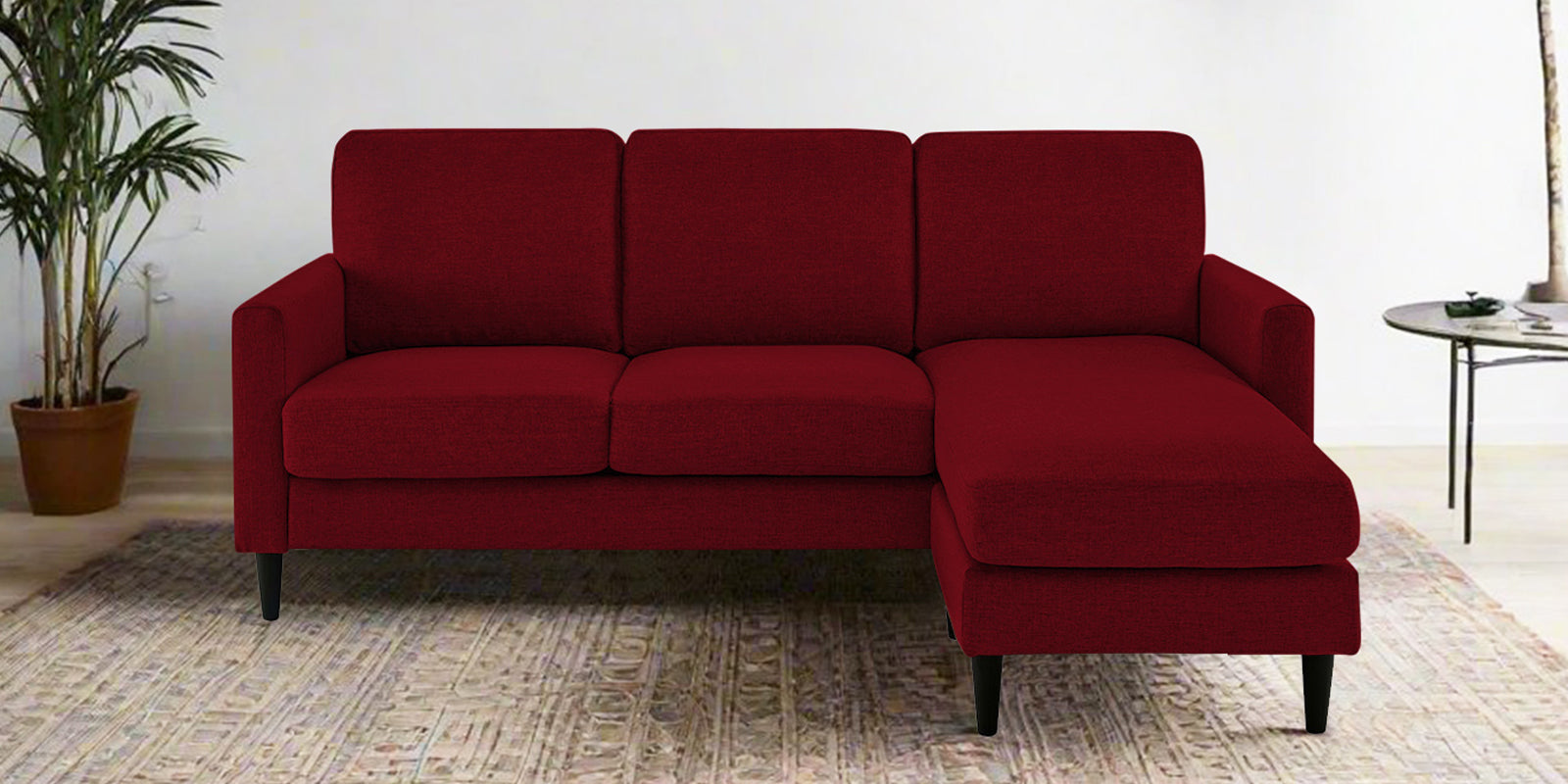 Romie Fabric LHS Sectional Sofa (2+Lounger) In Ruby Red Colour - Febonic Living