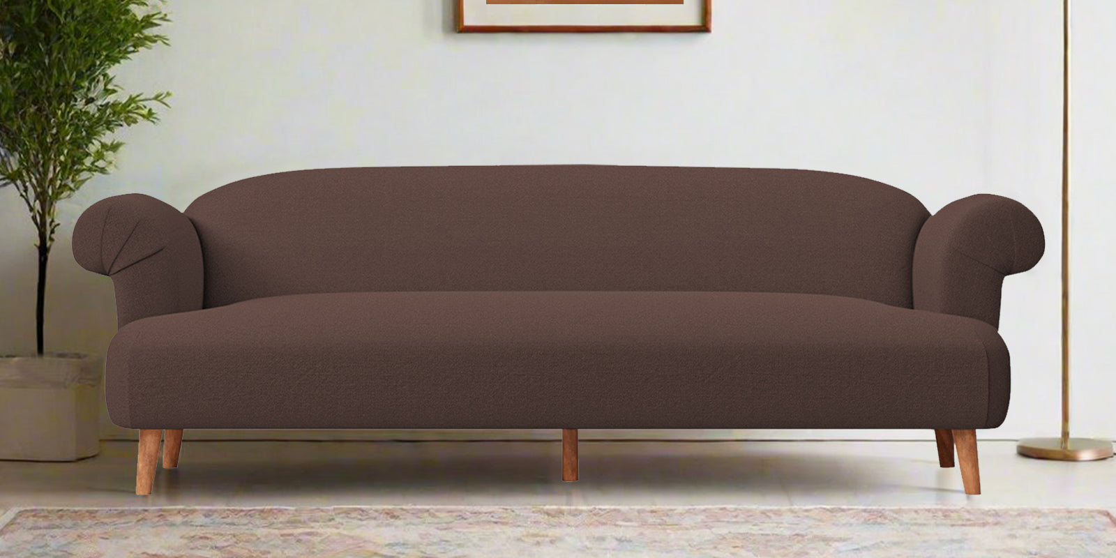 Barber Fabric 3 Seater Sofa In Caramel Brown Colour - Febonic Living