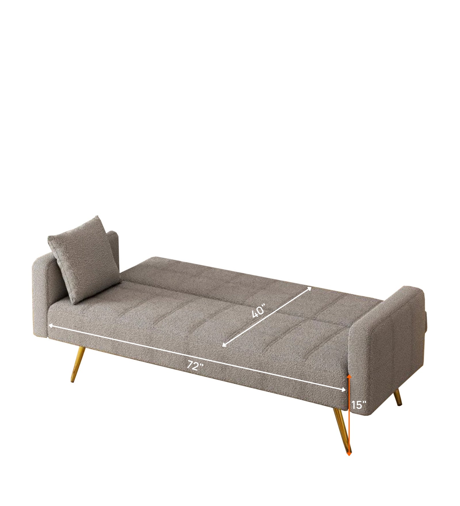 Arrow Boucle Fabric 3 Seater Convertible Sofa Cum Bed In Cement Beige Colour - Febonic Living