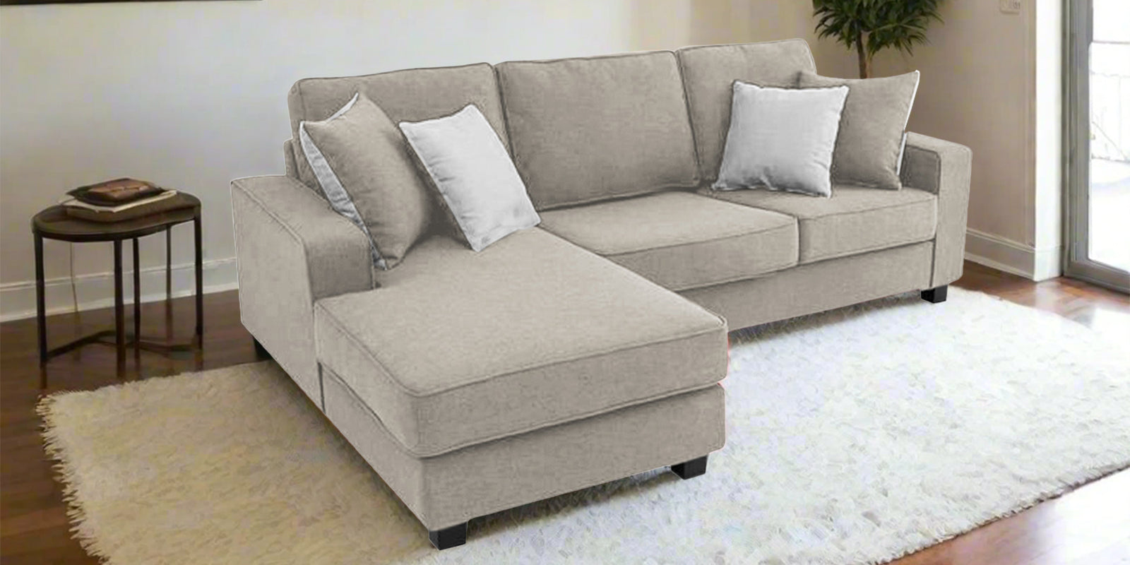 Ladybug Fabric RHS Sectional Sofa (2+Lounger) In Ash Grey Colour - Febonic Living