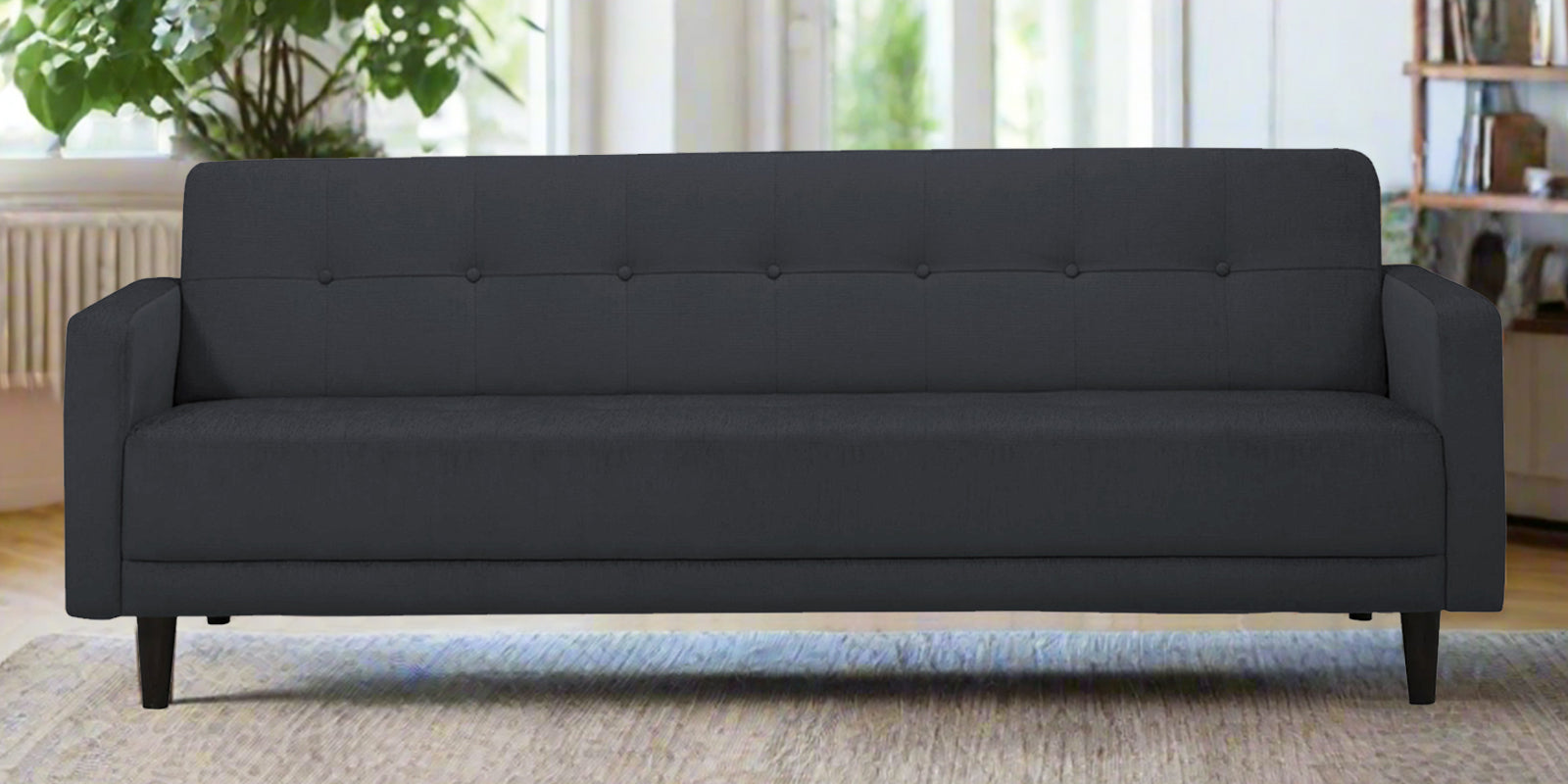 Noha Fabric 3 Seater Sofa In Charcoal Grey Colour - Febonic Living