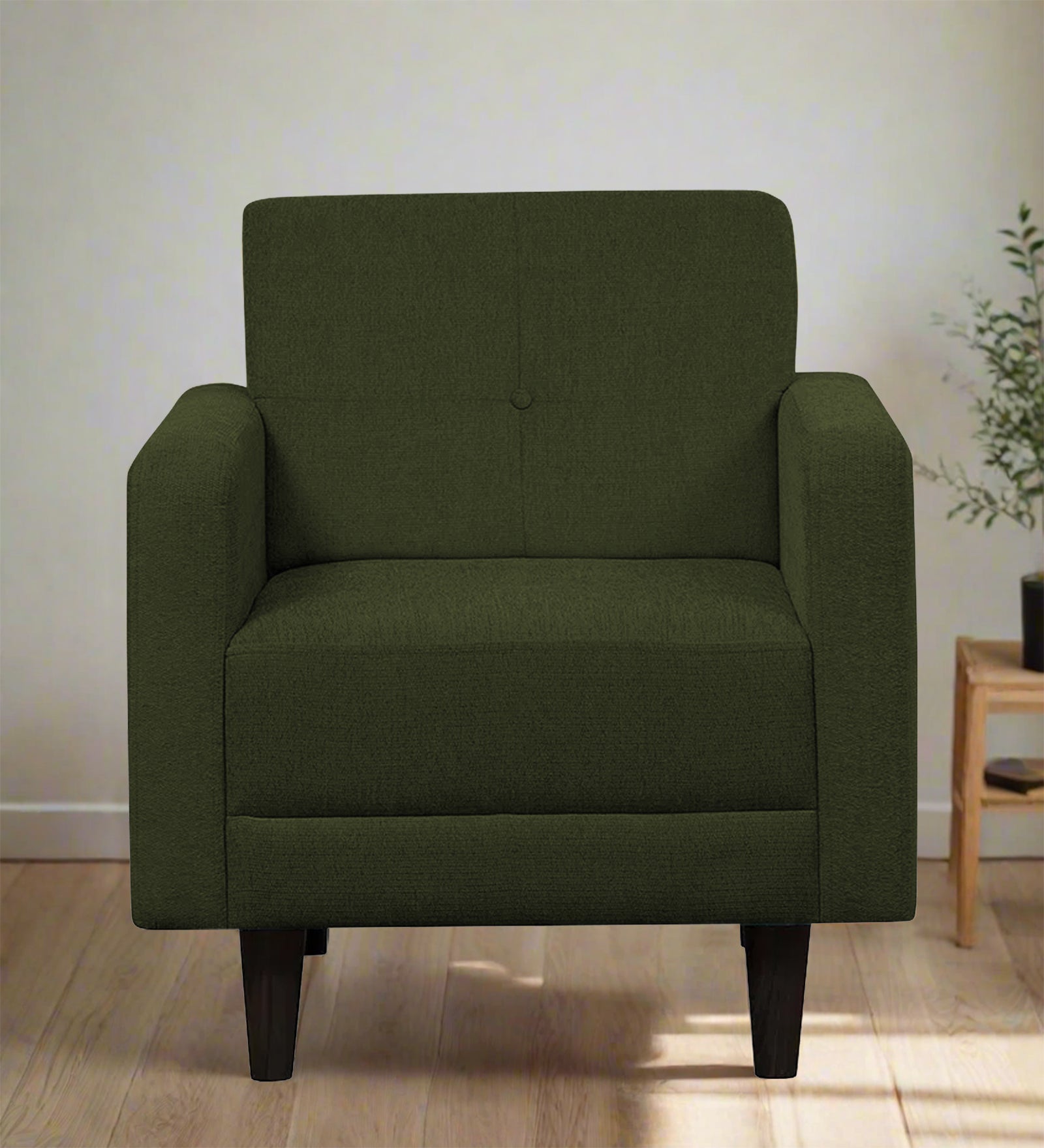 Noha Fabric 1 Seater Sofa In Olive Green Colour - Febonic Living