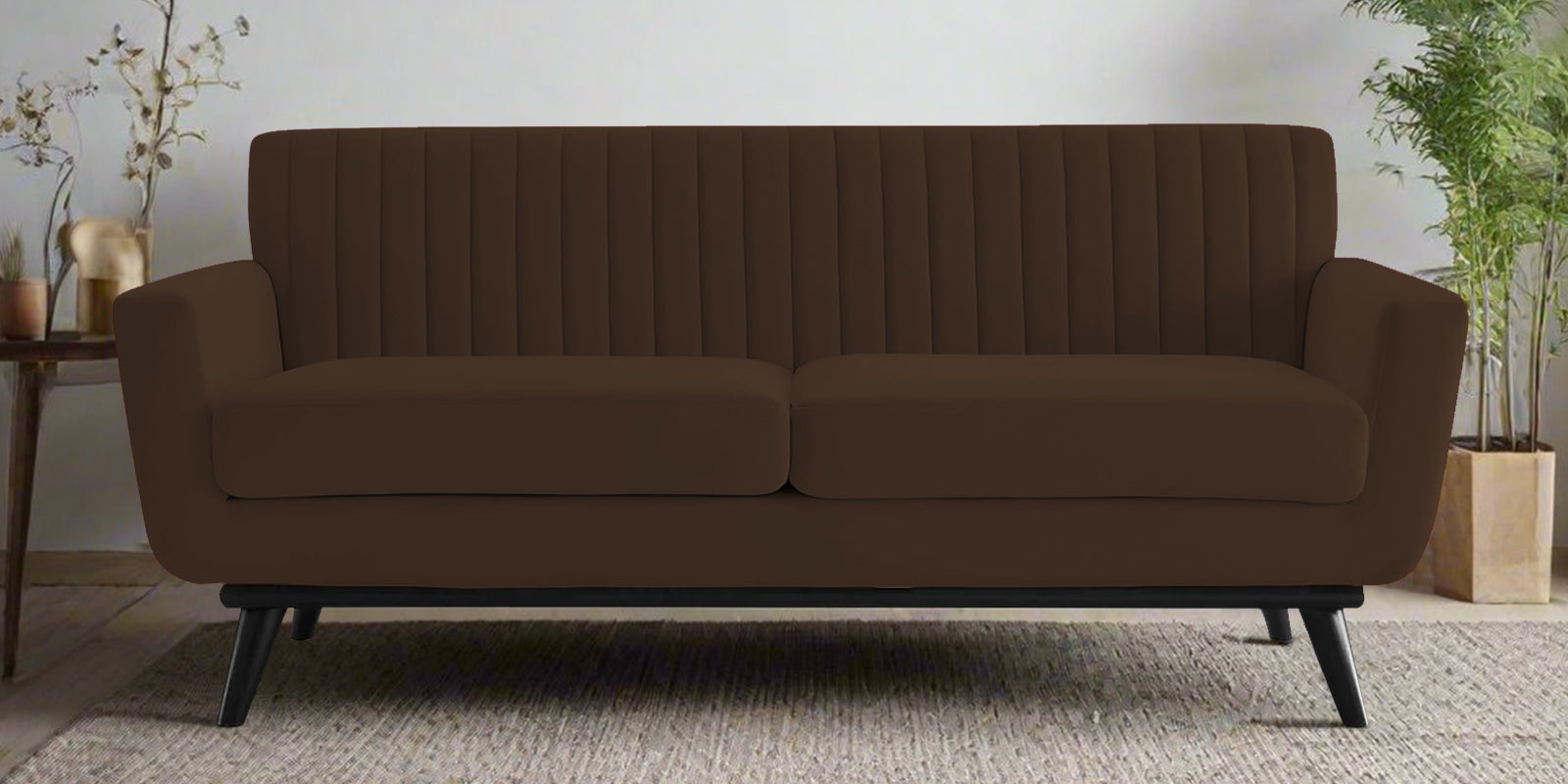 Tucker Velvet 2 Seater Sofa In Chocolate Brown Colour - Febonic Living