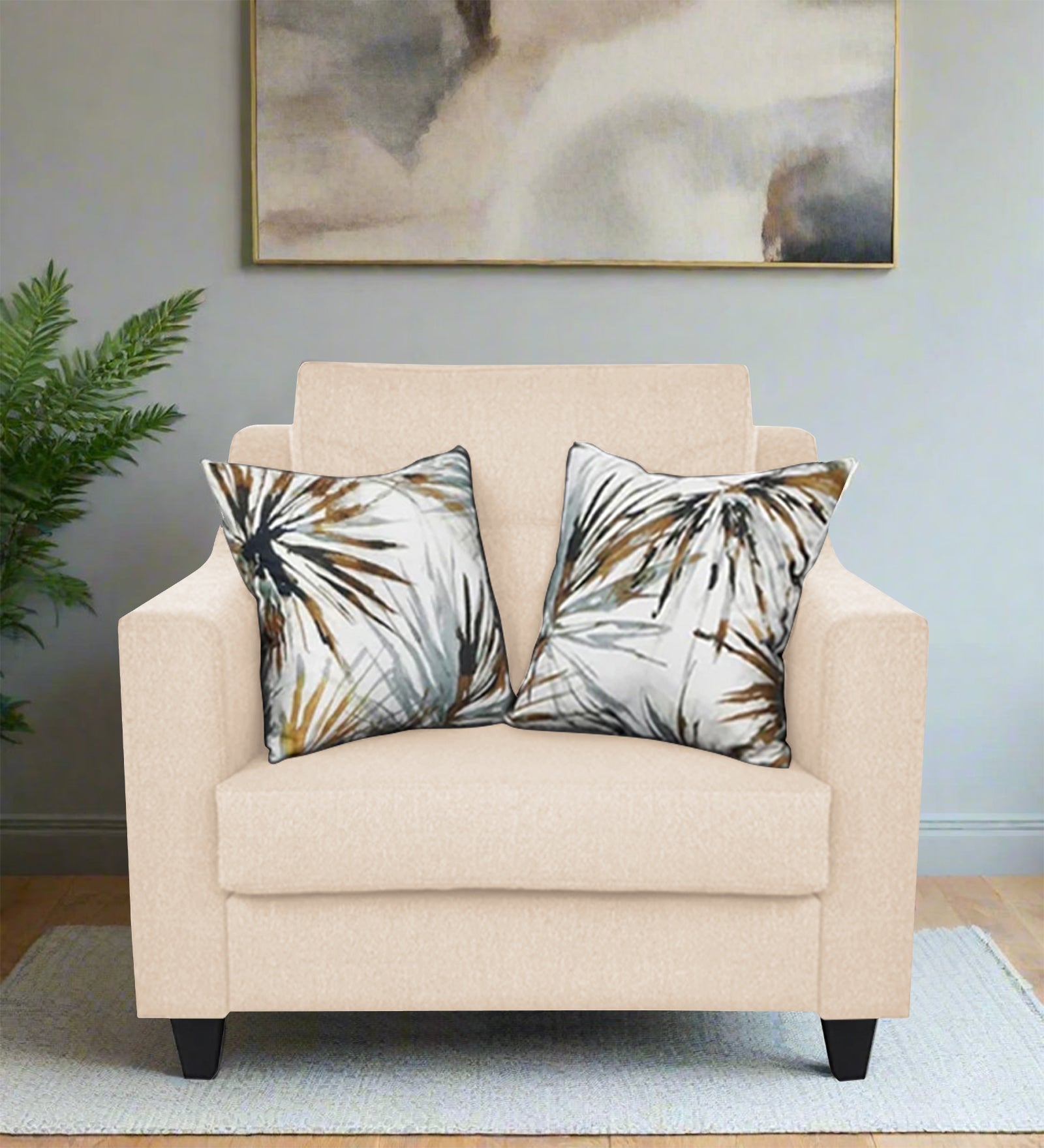Welly Fabric 1 Seater Sofa In Woom Beige Colour - Febonic Living