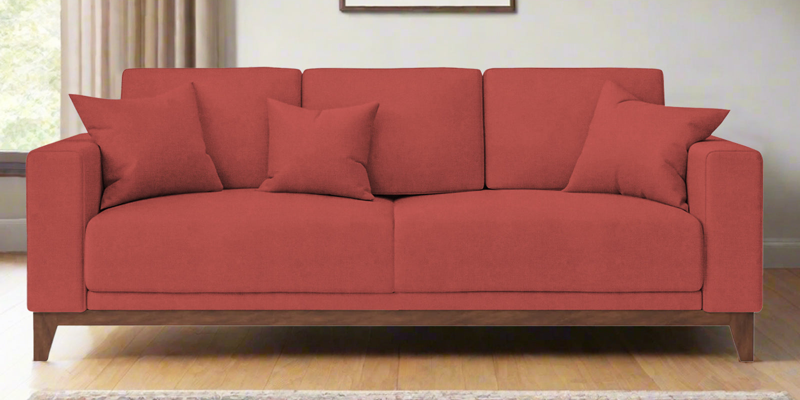Luca Fabric 3 Seater Sofa In Salmon Pink Colour - Febonic Living