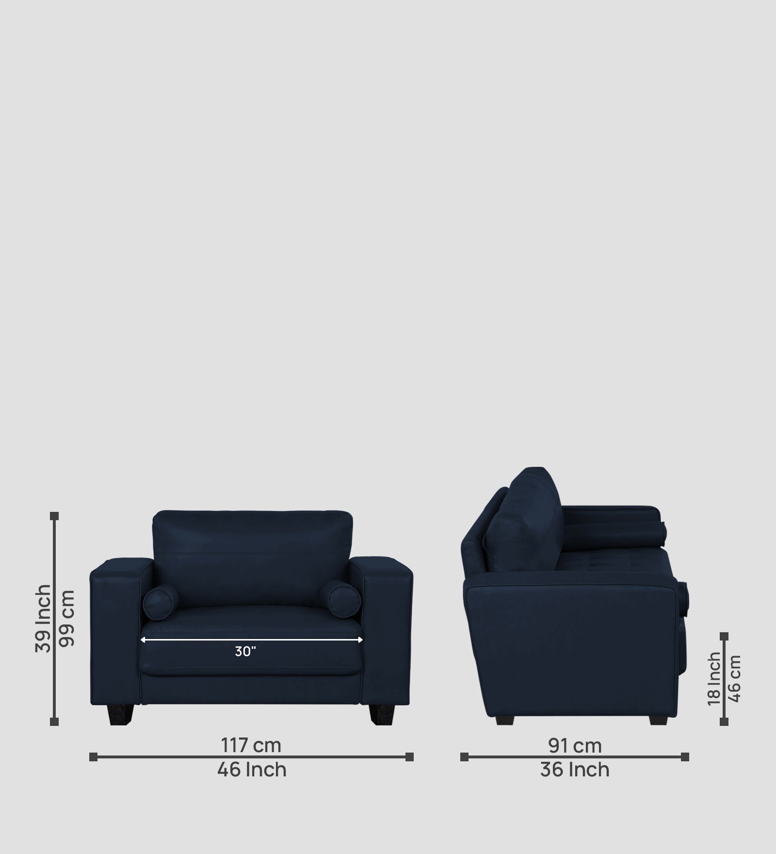 Darwin Leatherette 1 Seater Sofa In Berry Blue Colour - Febonic Living