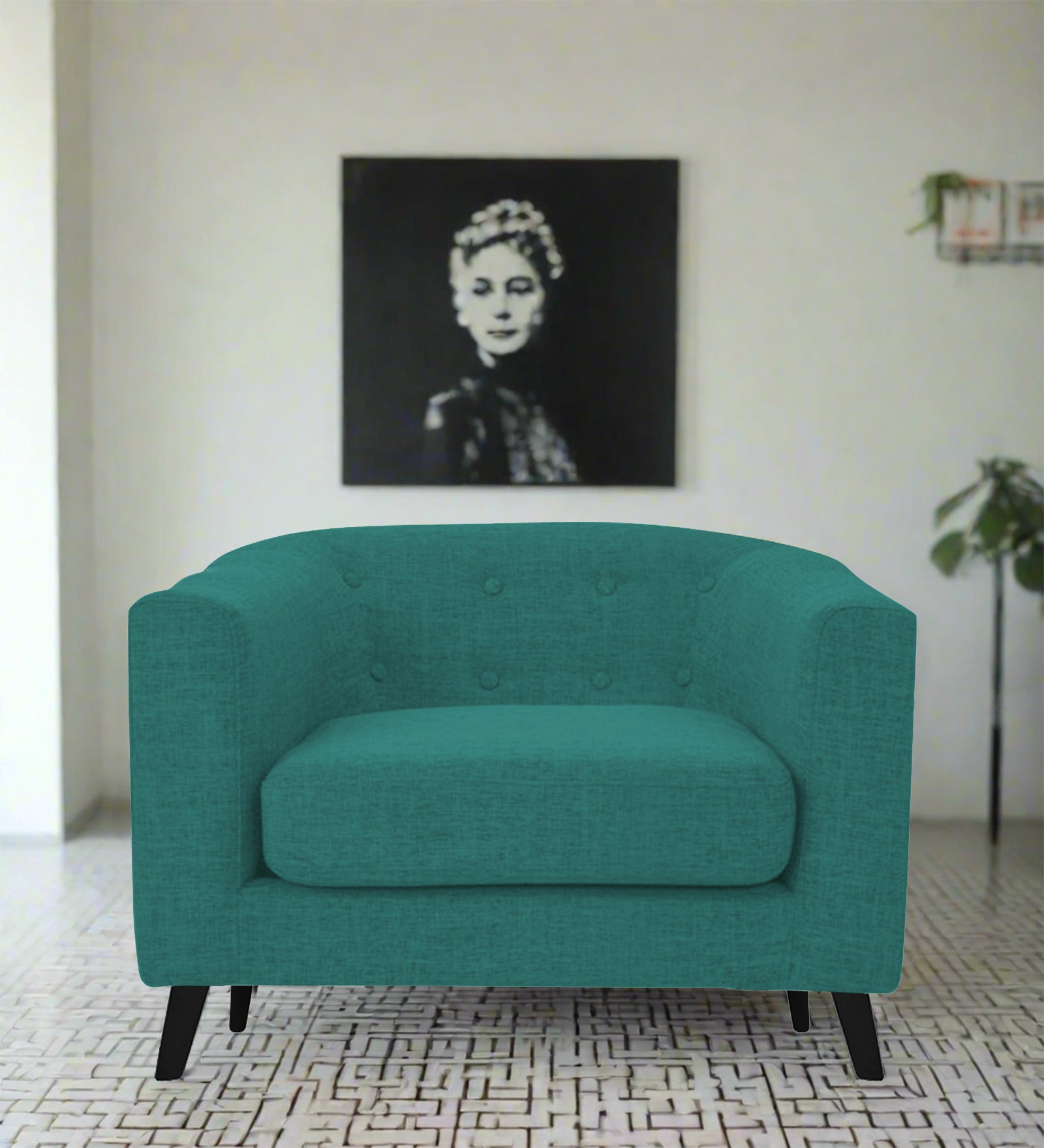 Casper Fabric 1 Seater Sofa In Sea Green Colour - Febonic Living