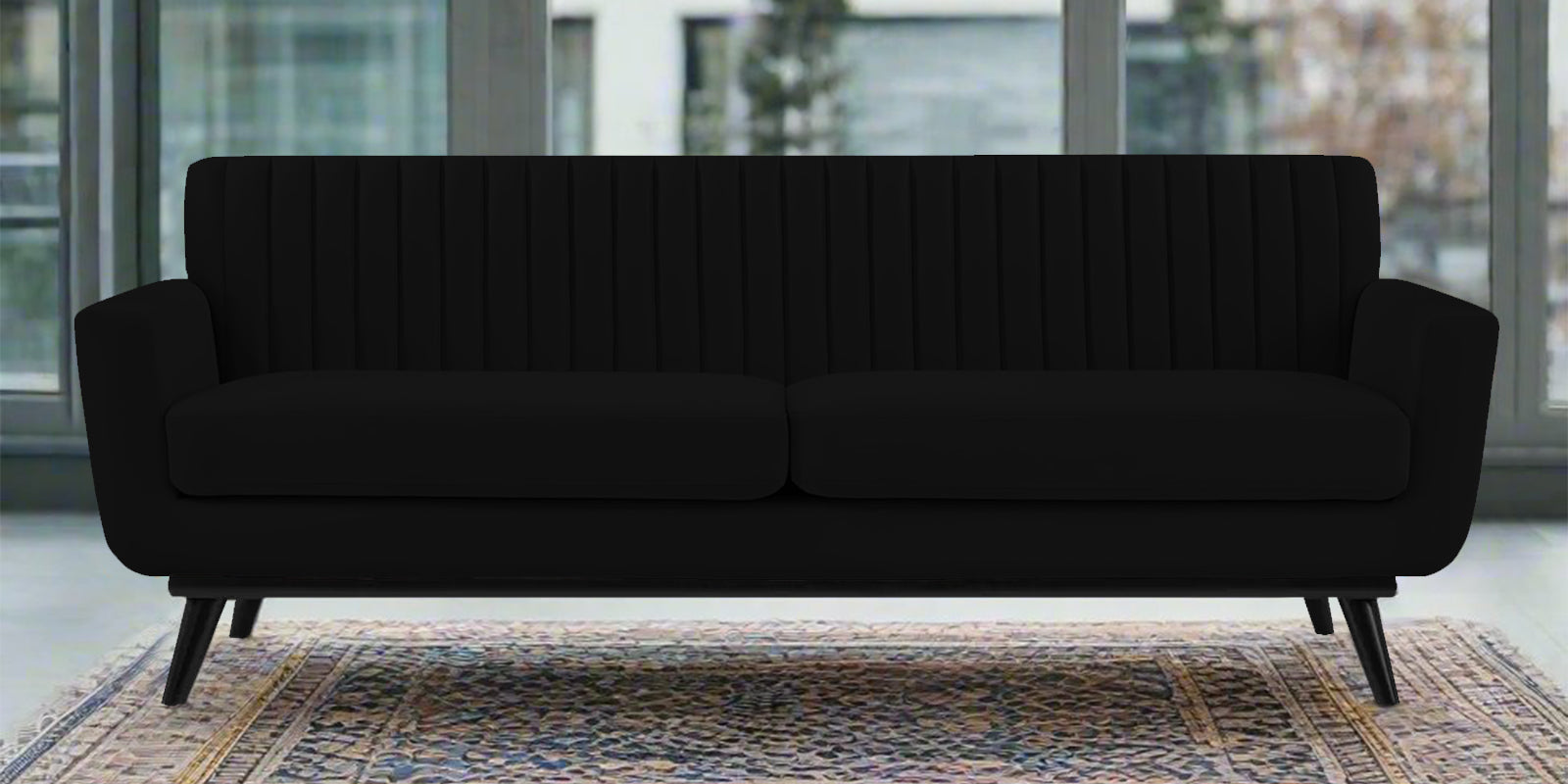 Tucker Velvet 3 Seater Sofa In Adam Black Colour - Febonic Living