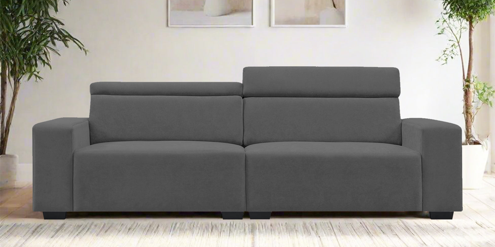 Hiro Fabric 3 Seater Sofa In Dusky Grey Colour - Febonic Living