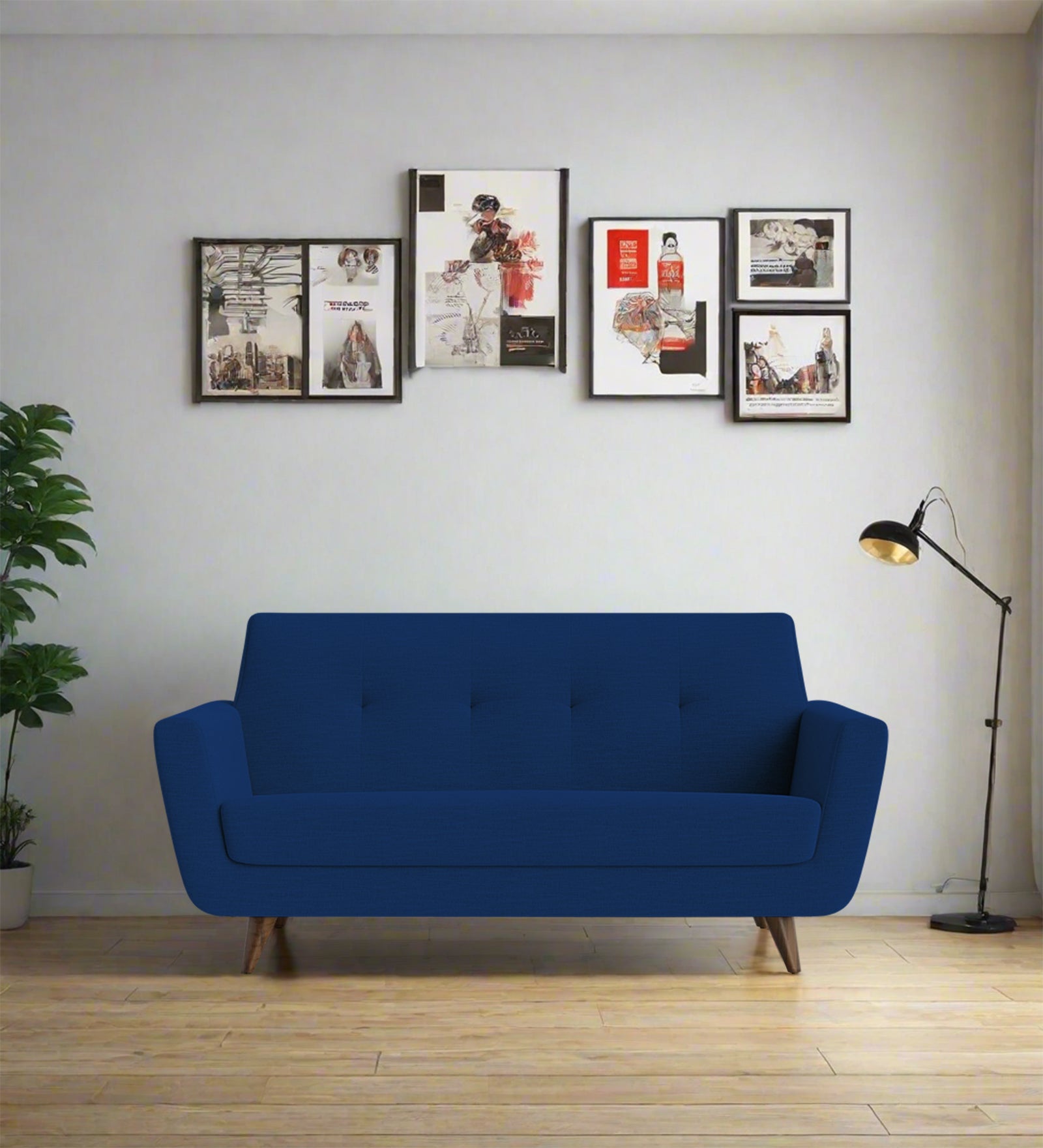 Jasmin Fabric 2 Seater Sofa In Royal Blue Colour - Febonic Living