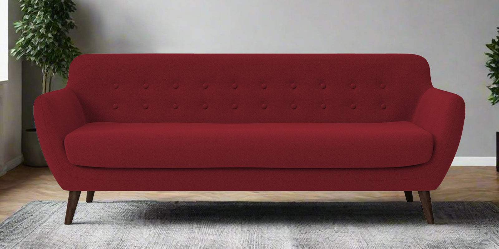 Goofy Fabric 3 Seater Sofa In Chilli Red Colour - Febonic Living