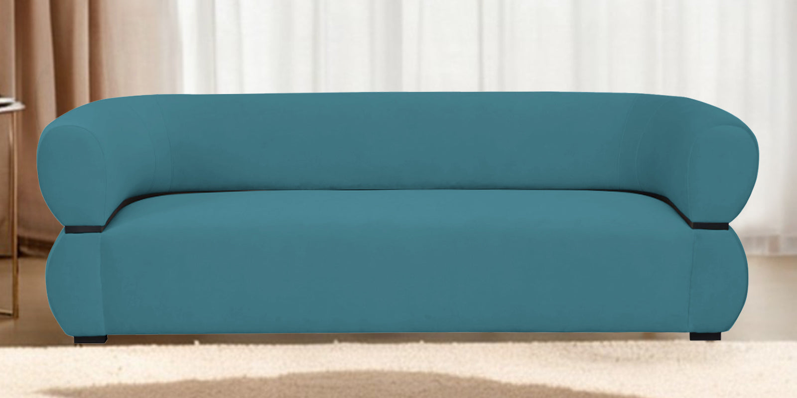 Kula Velvet 3 Seater Sofa In Aqua Blue Colour - Febonic Living