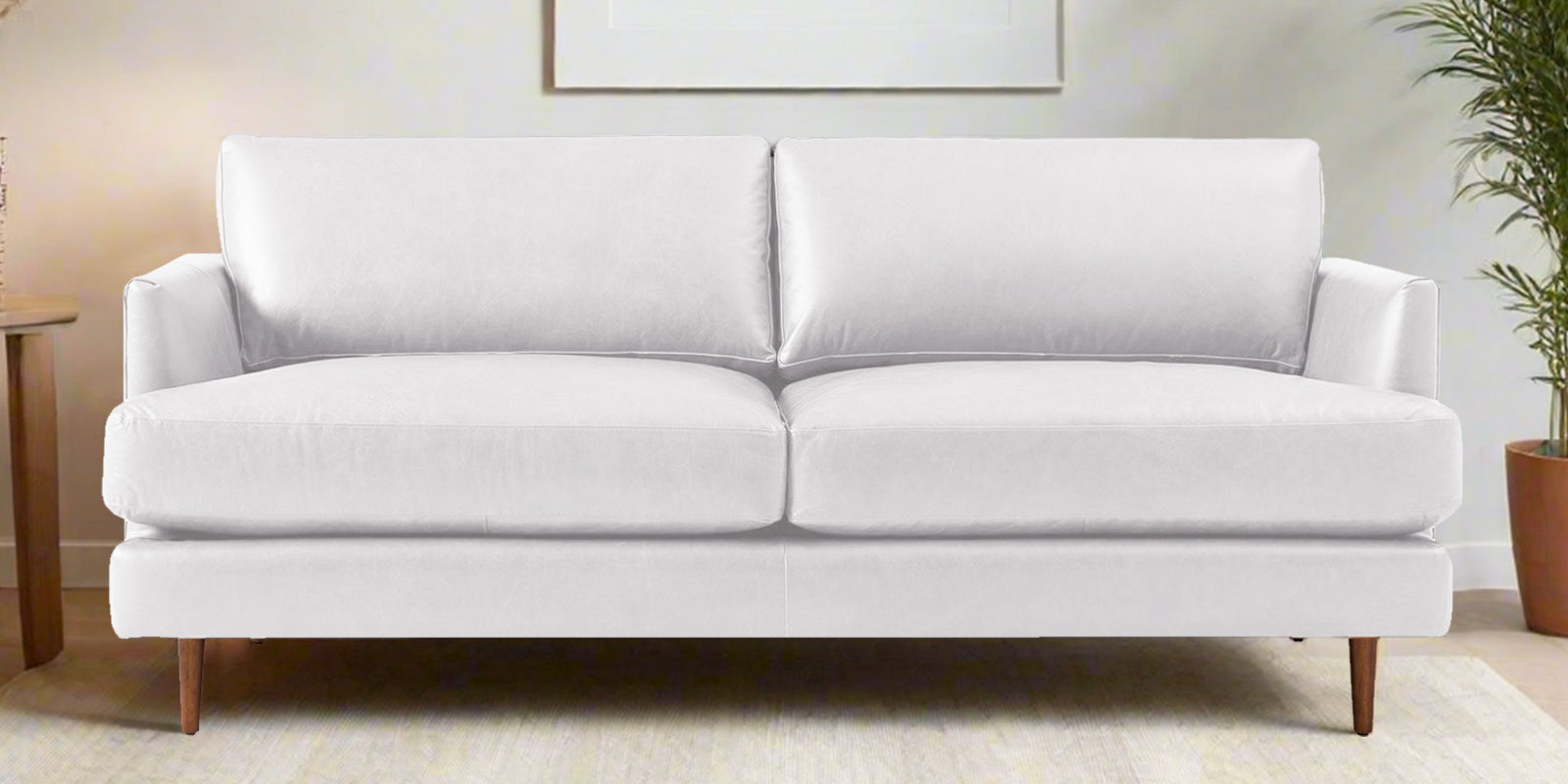 Sterio Leatherette 2 Seater Sofa In Cream White Colour - Febonic Living