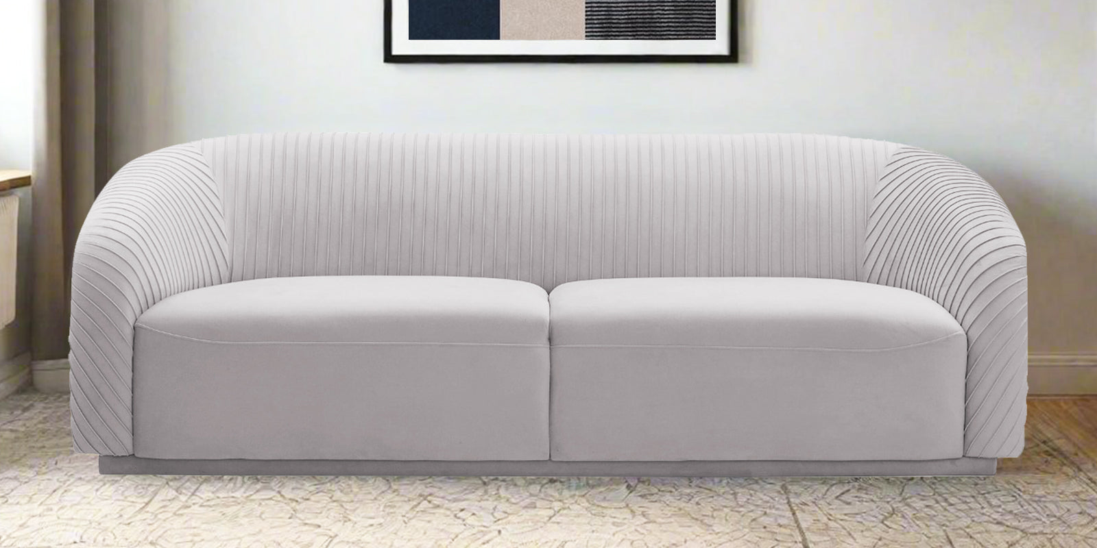 Yara Velvet Fabric 3 Seater Sofa In Concrete Grey Colour - Febonic Living