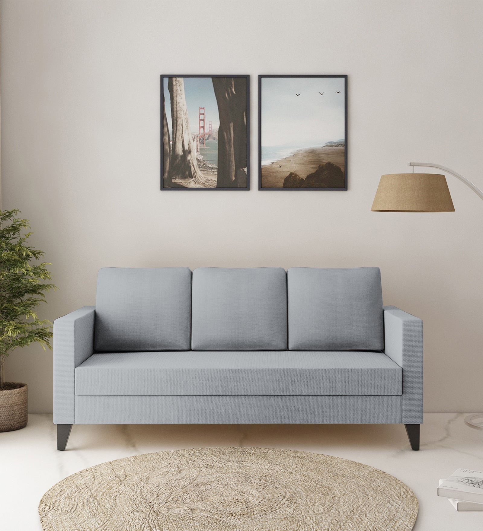 Nori Fabric 3 Seater Sofa In Coin Grey Colour - Febonic Living