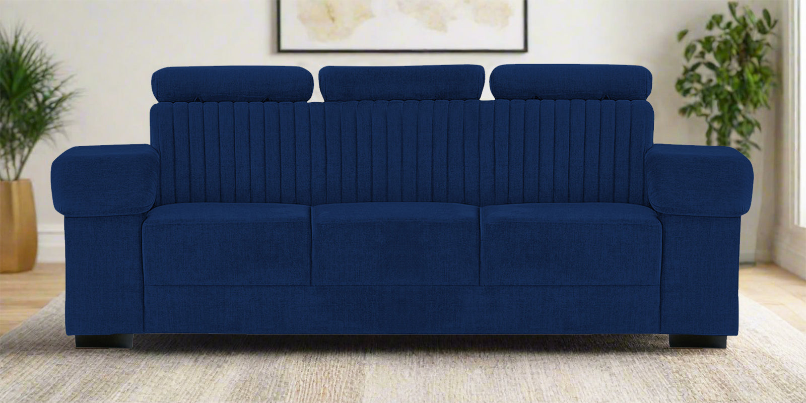 Draco Fabric 3 Seater Sofa In Royal Blue Colour - Febonic Living