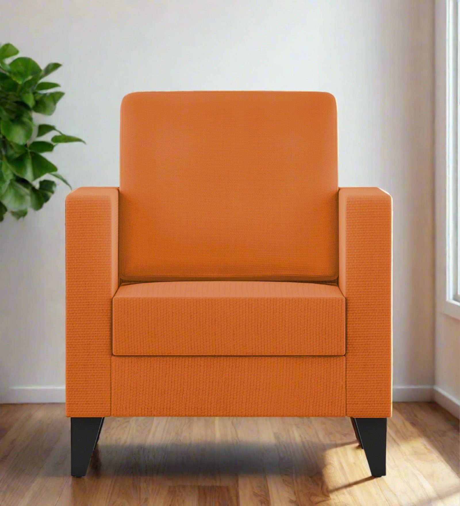 Nori Fabric 1 Seater Sofa In Dark Orange Colour - Febonic Living