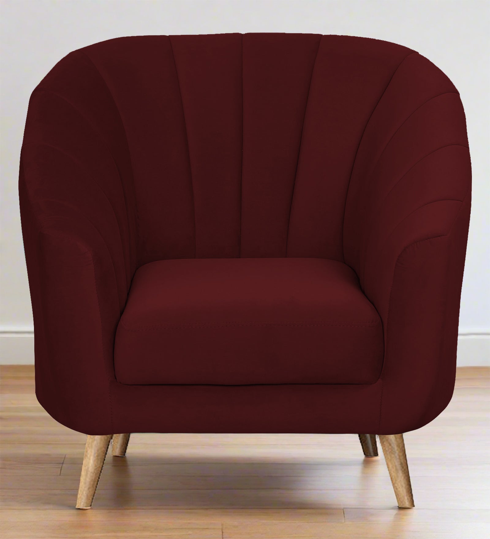 Kaylee Velvet 1 Seater Sofa In Blood Maroon Colour - Febonic Living