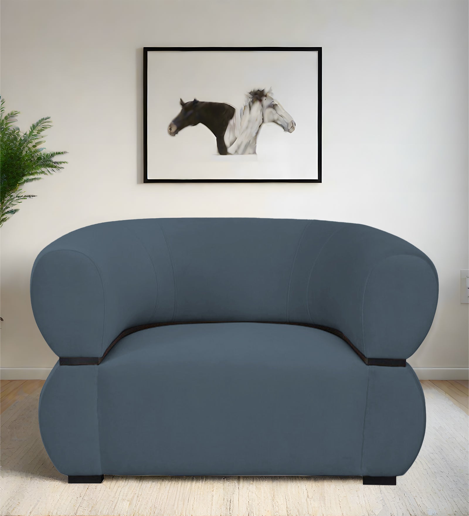 Kula Velvet 1 Seater Sofa In Oxford Blue Colour - Febonic Living