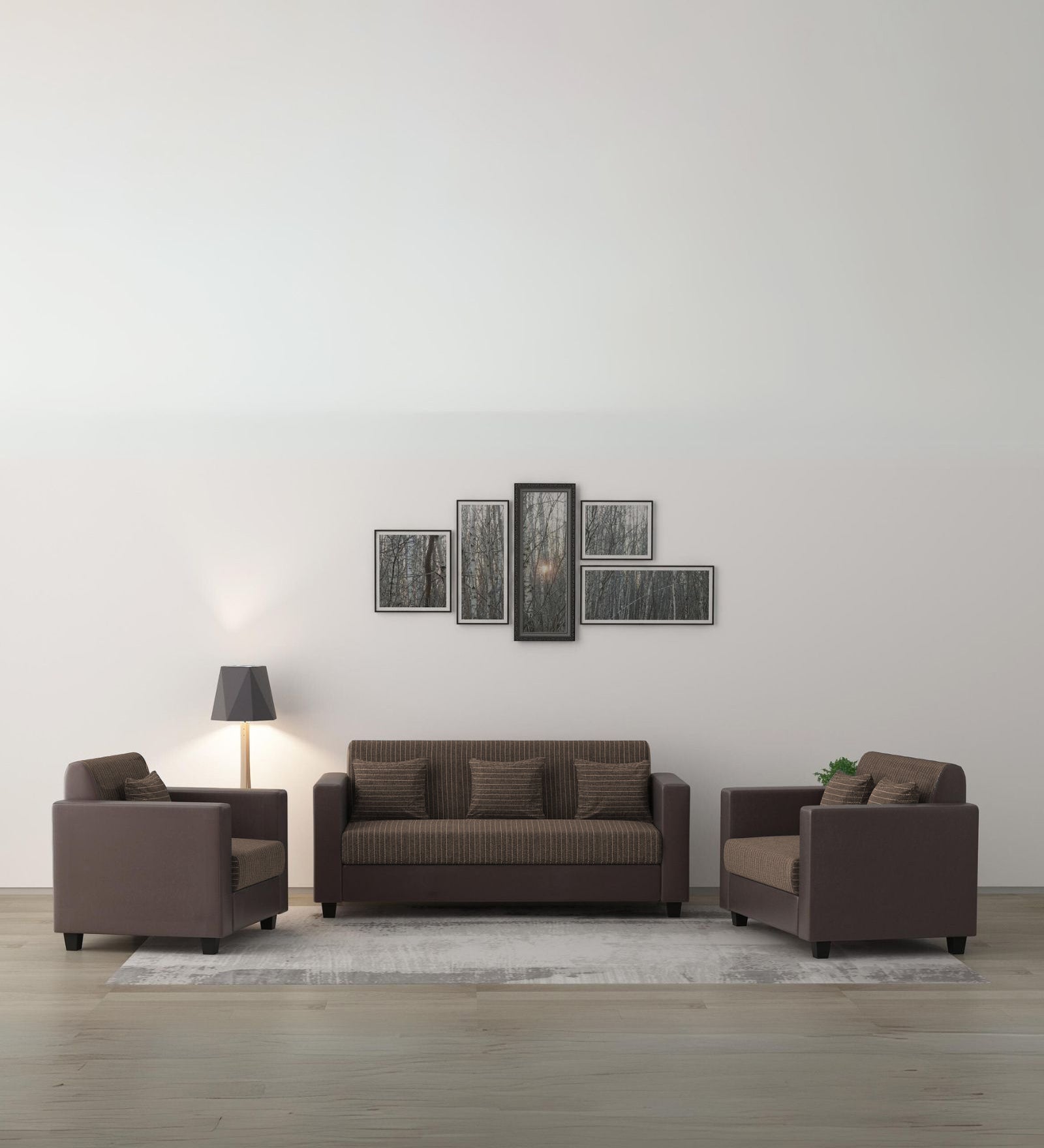 Baley Fabric 3+2+1 Sofa Seater Sofa in Lama Brown Colour - Febonic Living