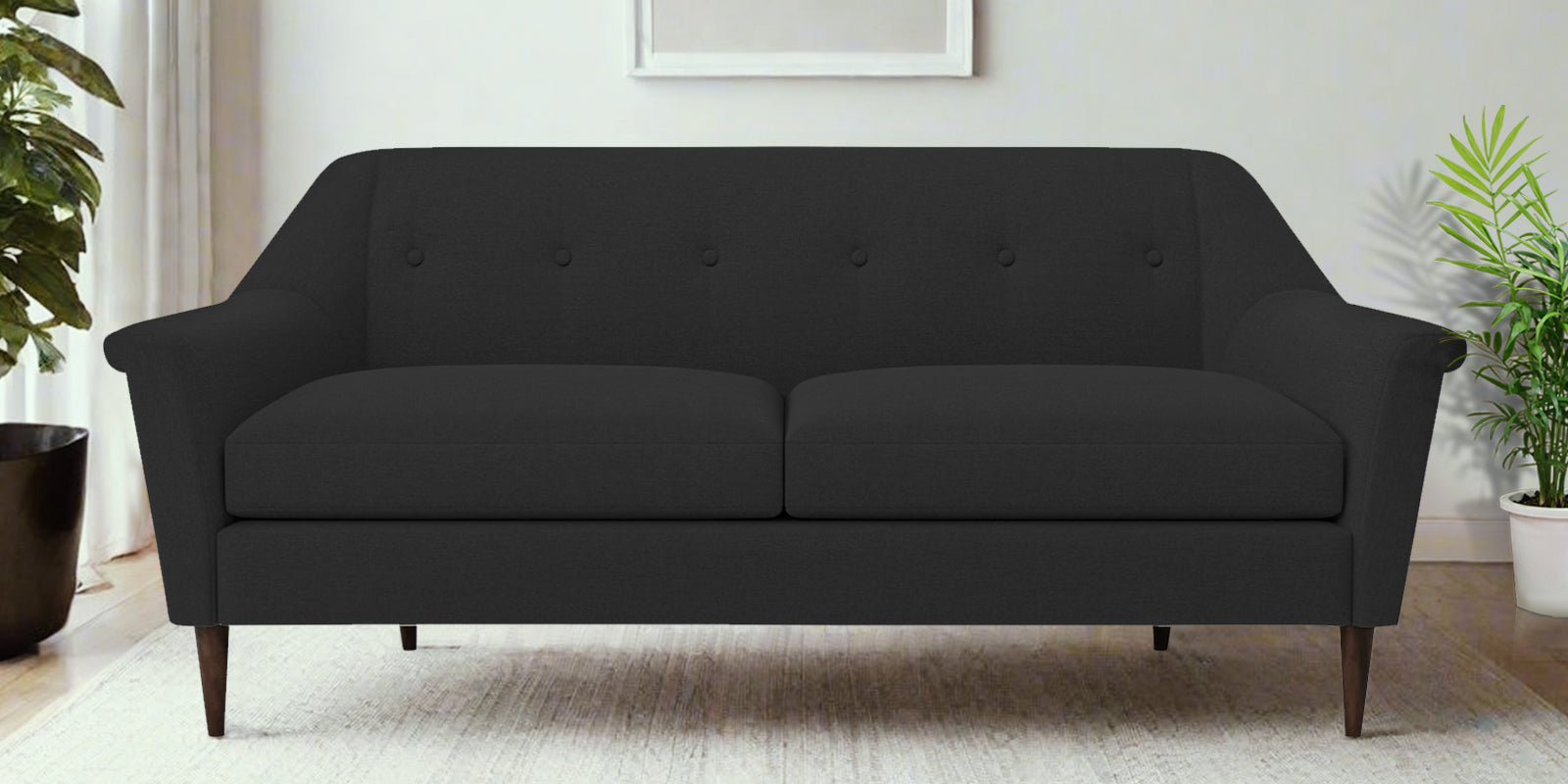 Homer Fabric 3 Seater Sofa In Bitter Black Colour - Febonic Living