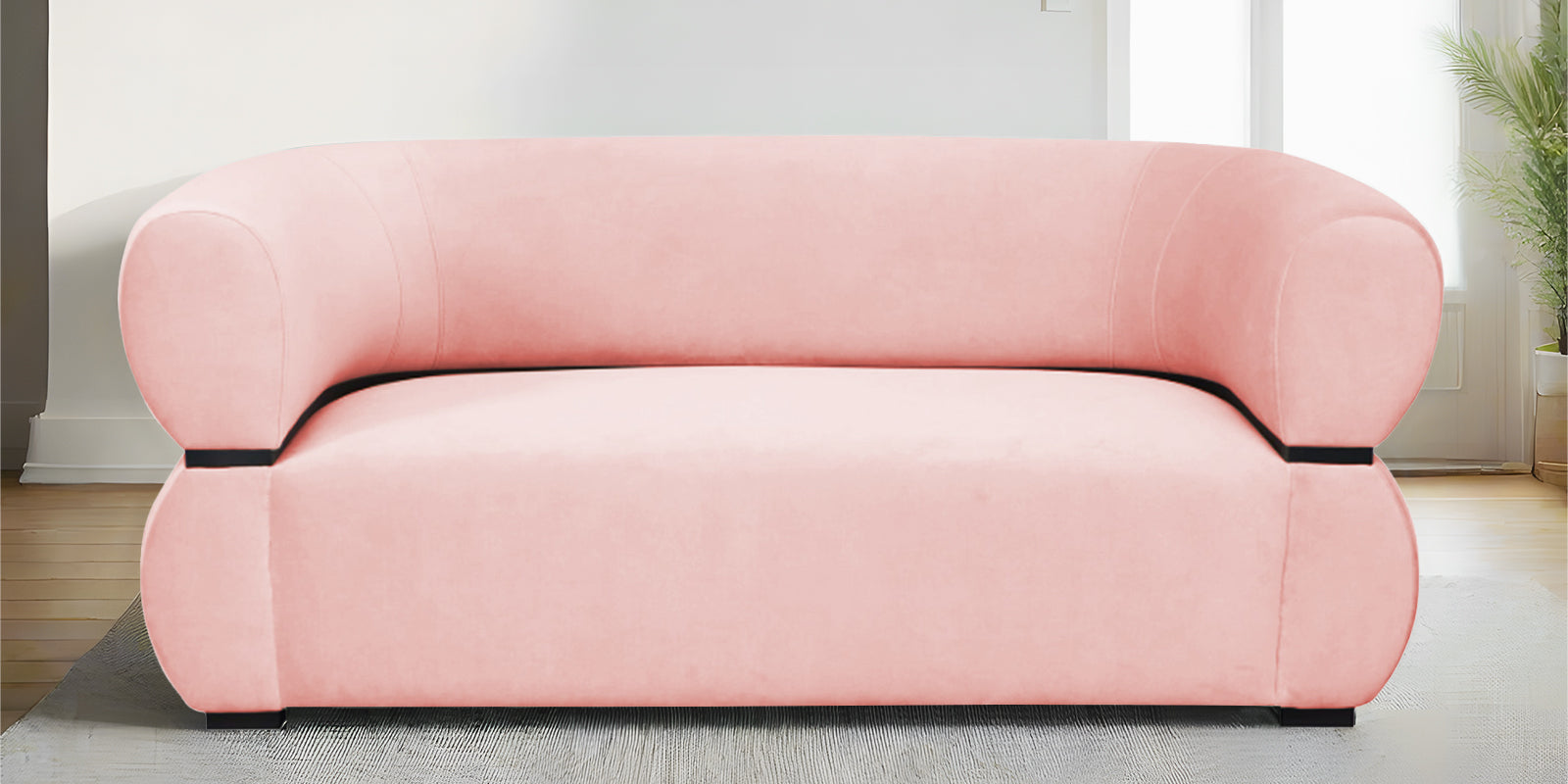 Kula Velvet 2 Seater Sofa In Millennial Pink Colour - Febonic Living