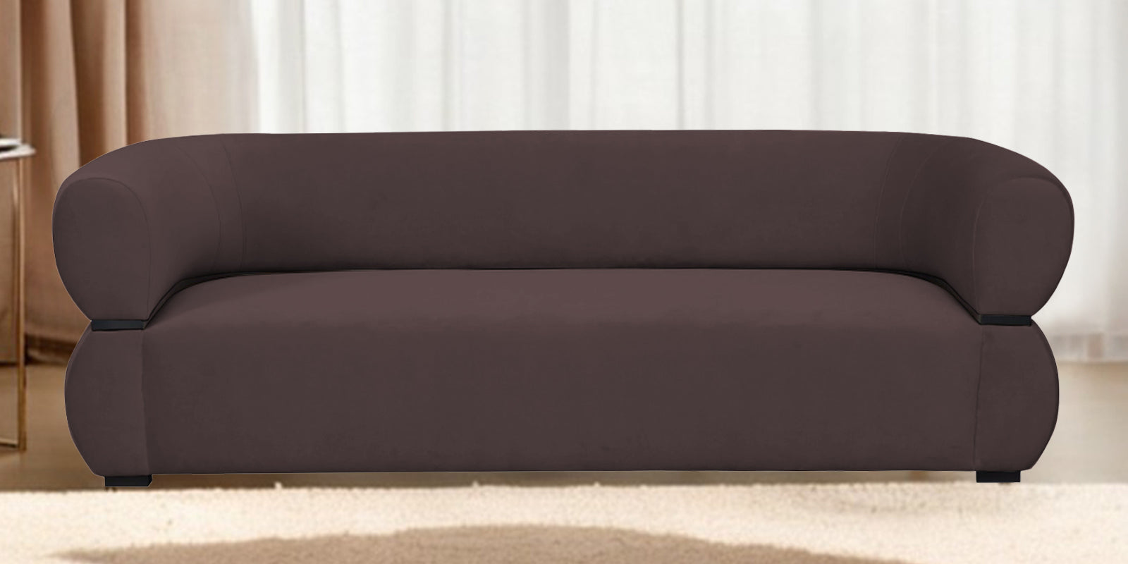 Kula Velvet 3 Seater Sofa In Mocha Brown Colour - Febonic Living