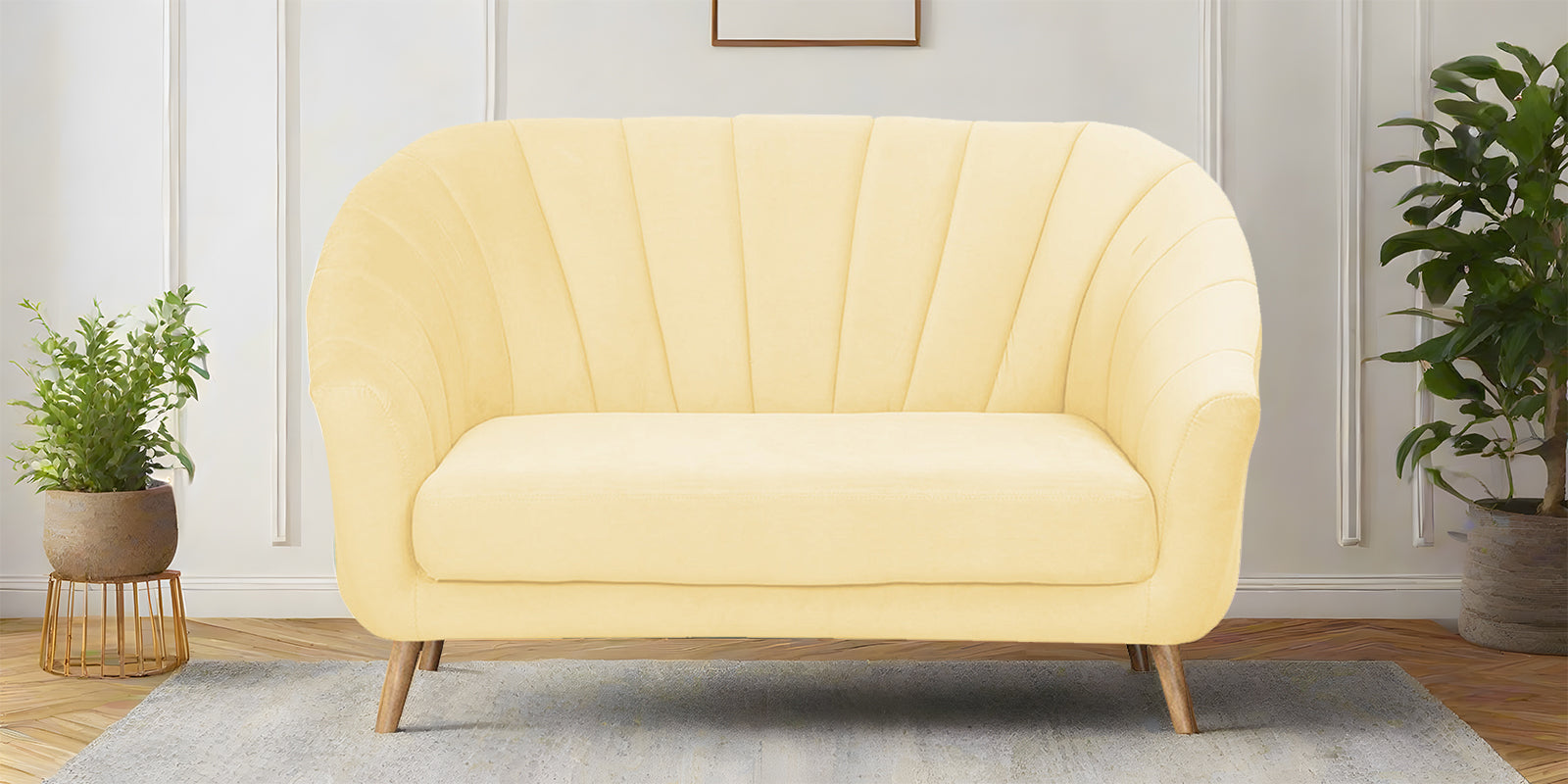 Kaylee Velvet 2 Seater Sofa In Sandy Beige Colour - Febonic Living