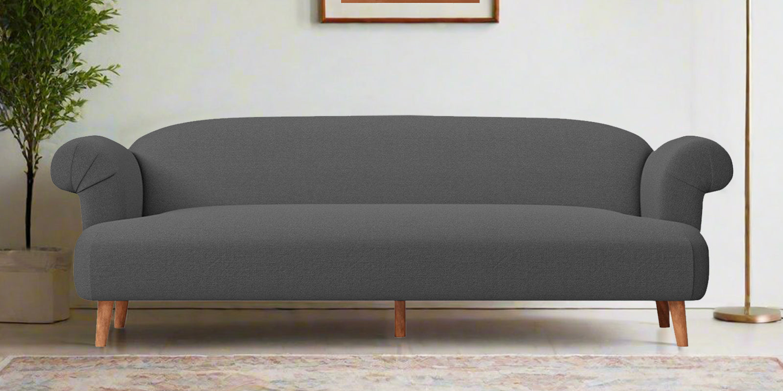 Barber Fabric 3 Seater Sofa In Stone Grey Colour - Febonic Living