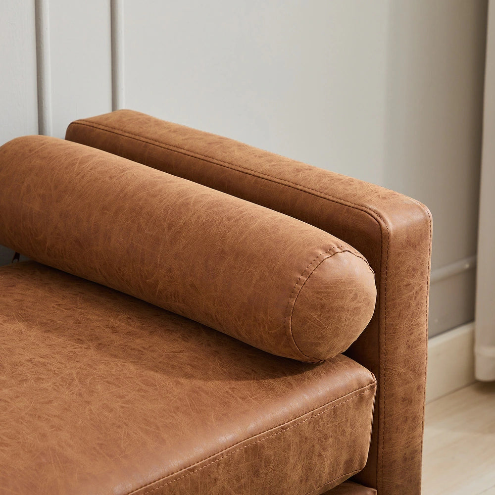 Chicago Leatherette 3 Seater Recamier In Cinnaman Brown Colour - Febonic Living