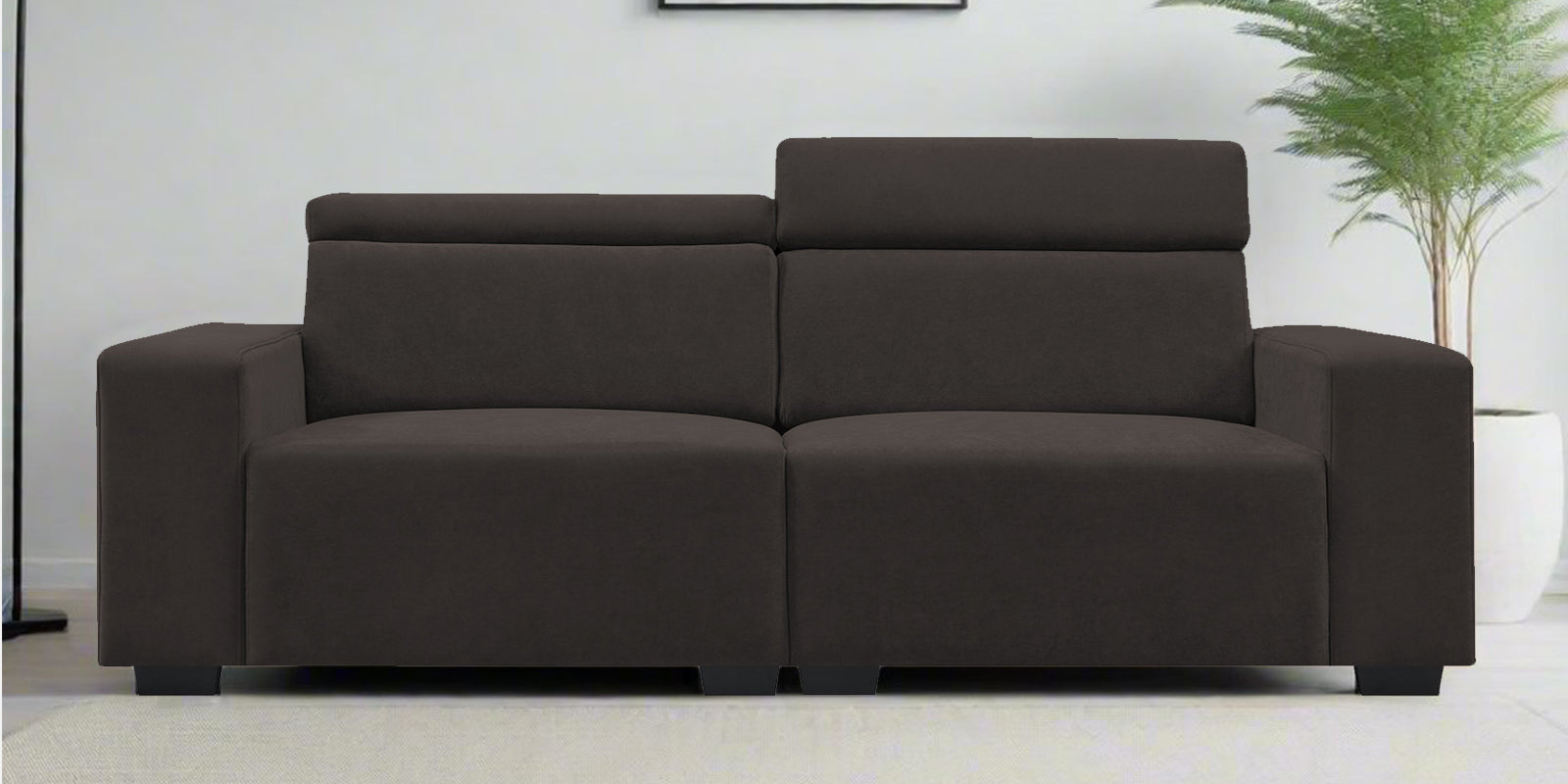 Hiro Fabric 2 Seater Sofa In Coal Brown Colour - Febonic Living