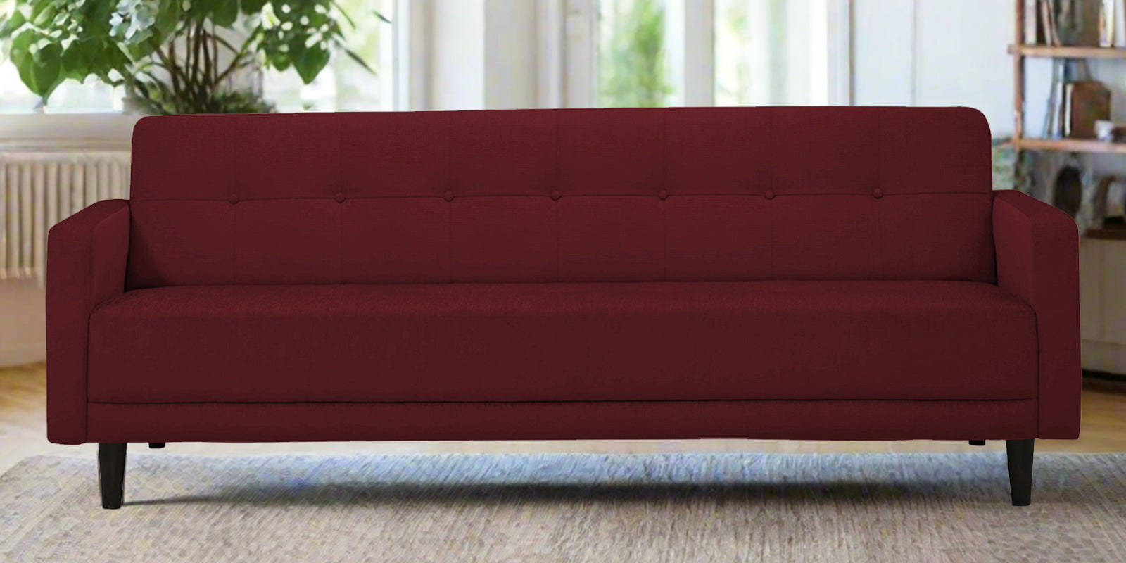 Noha Fabric 3 Seater Sofa In Blood Maroon Colour - Febonic Living