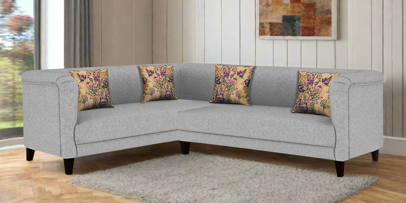 Niki Fabric Corner Sofa In Lit grey Colour - Febonic Living