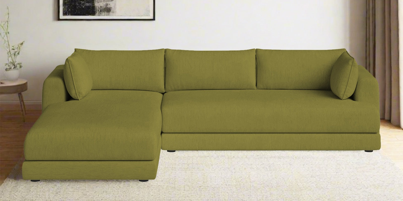 Ziggy Fabric RHS Sectional Sofa (3+Lounger) In Kelly Green Colour - Febonic Living