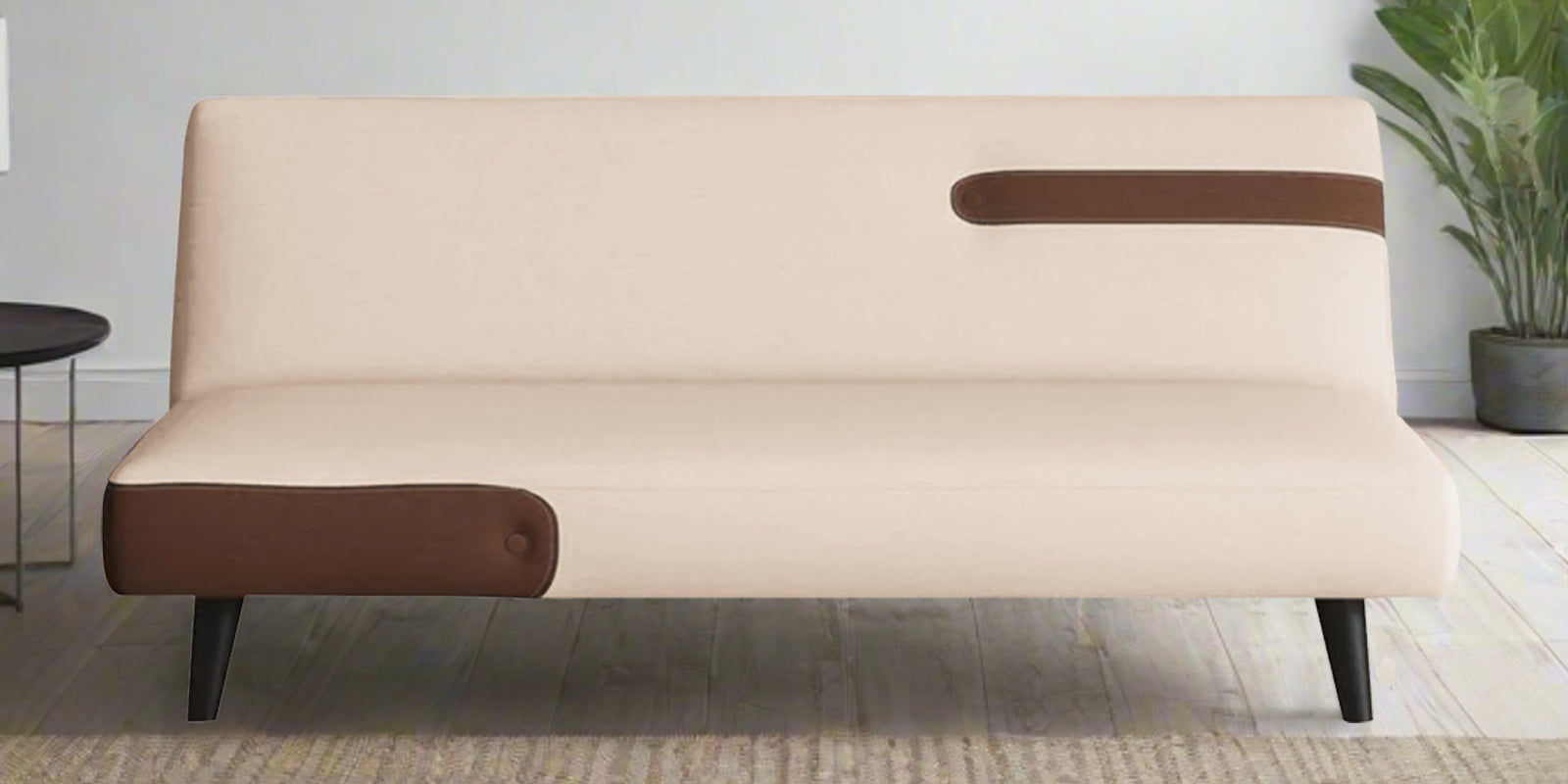 Vedan Fabric 3 Seater Convertible Sofa Cum Bed In Woom Beige Colour - Febonic Living