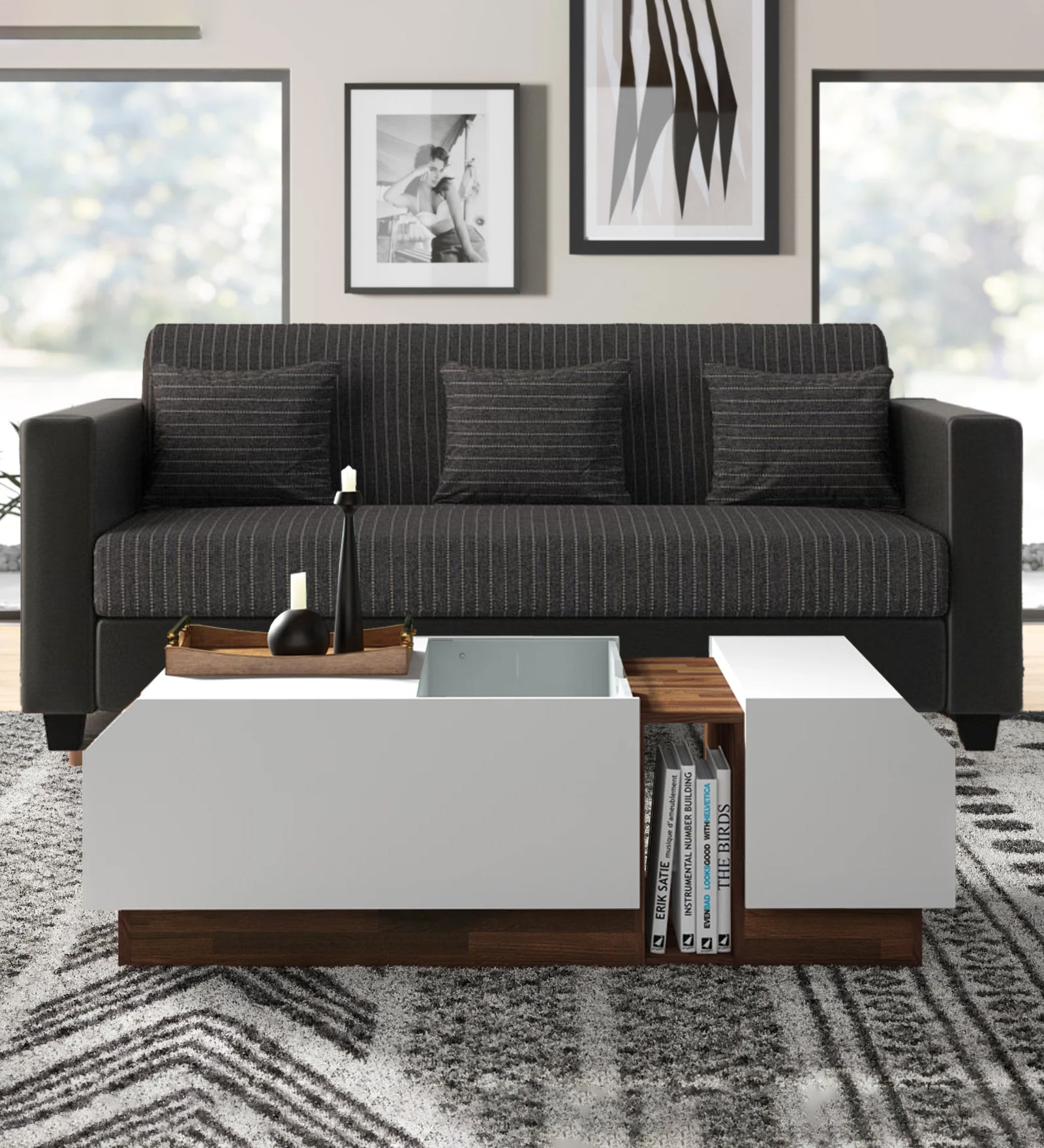 Pengu Coffee Table In Oral Wallnut & Frosty White Finish - Febonic Living