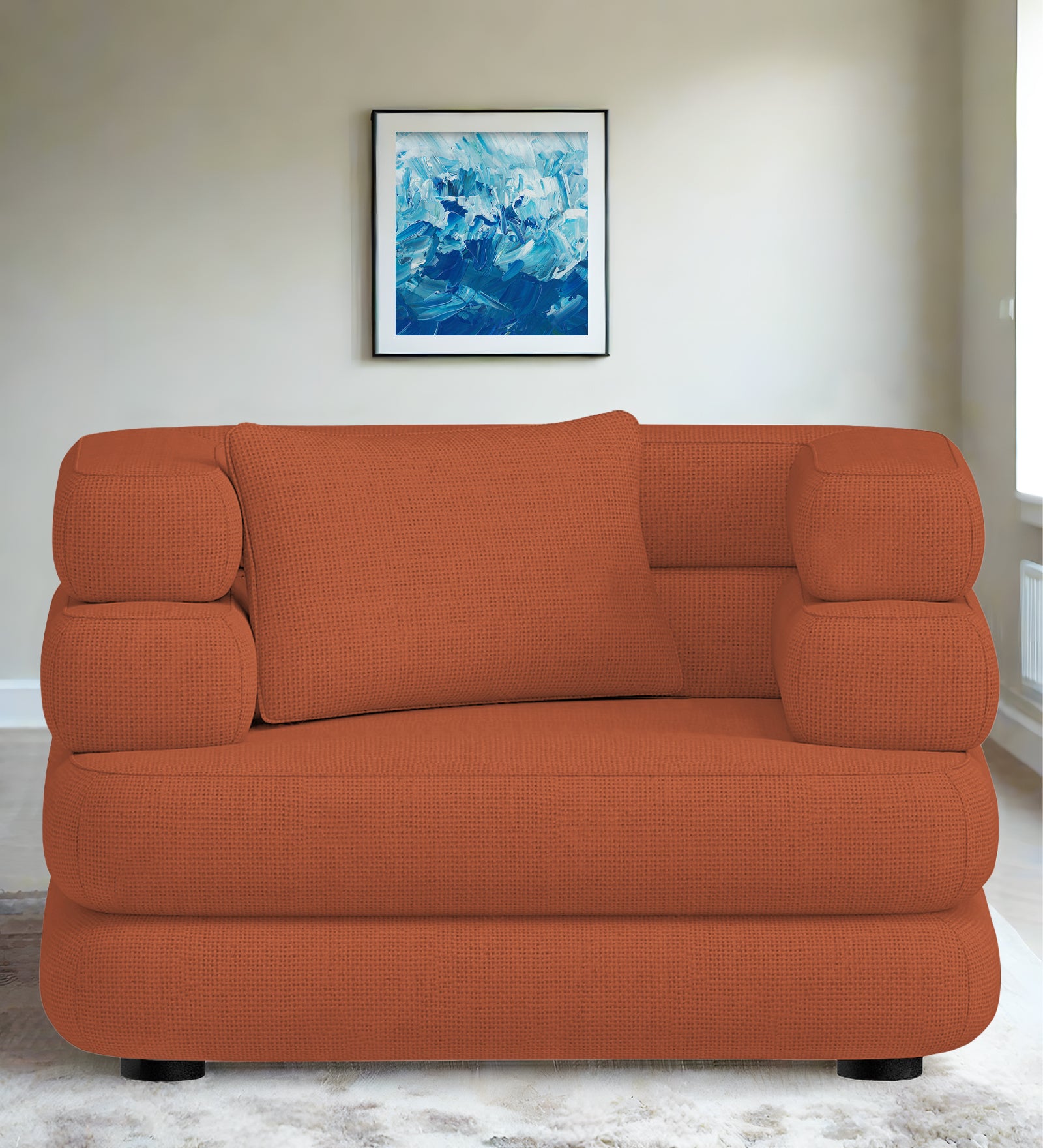 Wener Fabric 1 Seater Sofa In Royal Orange Colour - Febonic Living