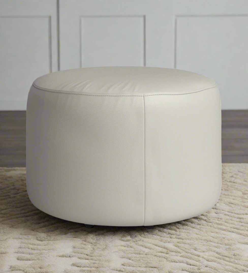 Danva Leatherette Pouffe In Light Grey Colour - Febonic Living