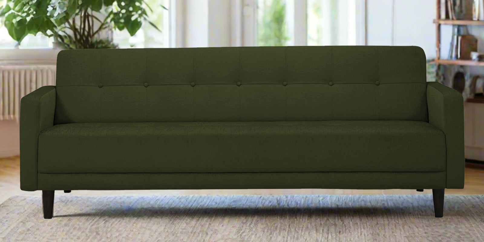 Noha Fabric 3 Seater Sofa In Olive Green Colour - Febonic Living