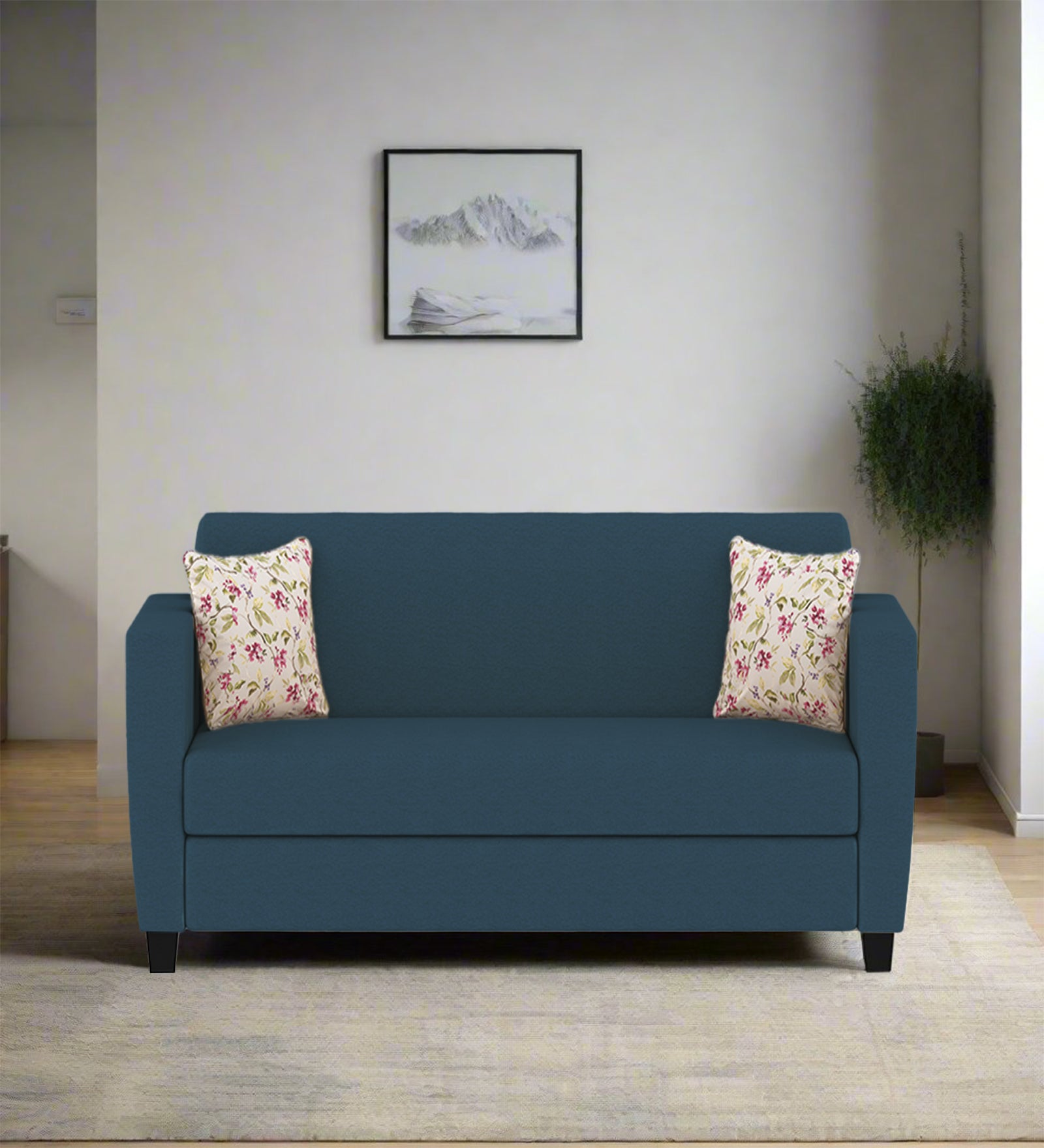Gozi Fabric 2 Seater Sofa In Light Blue Colour - Febonic Living