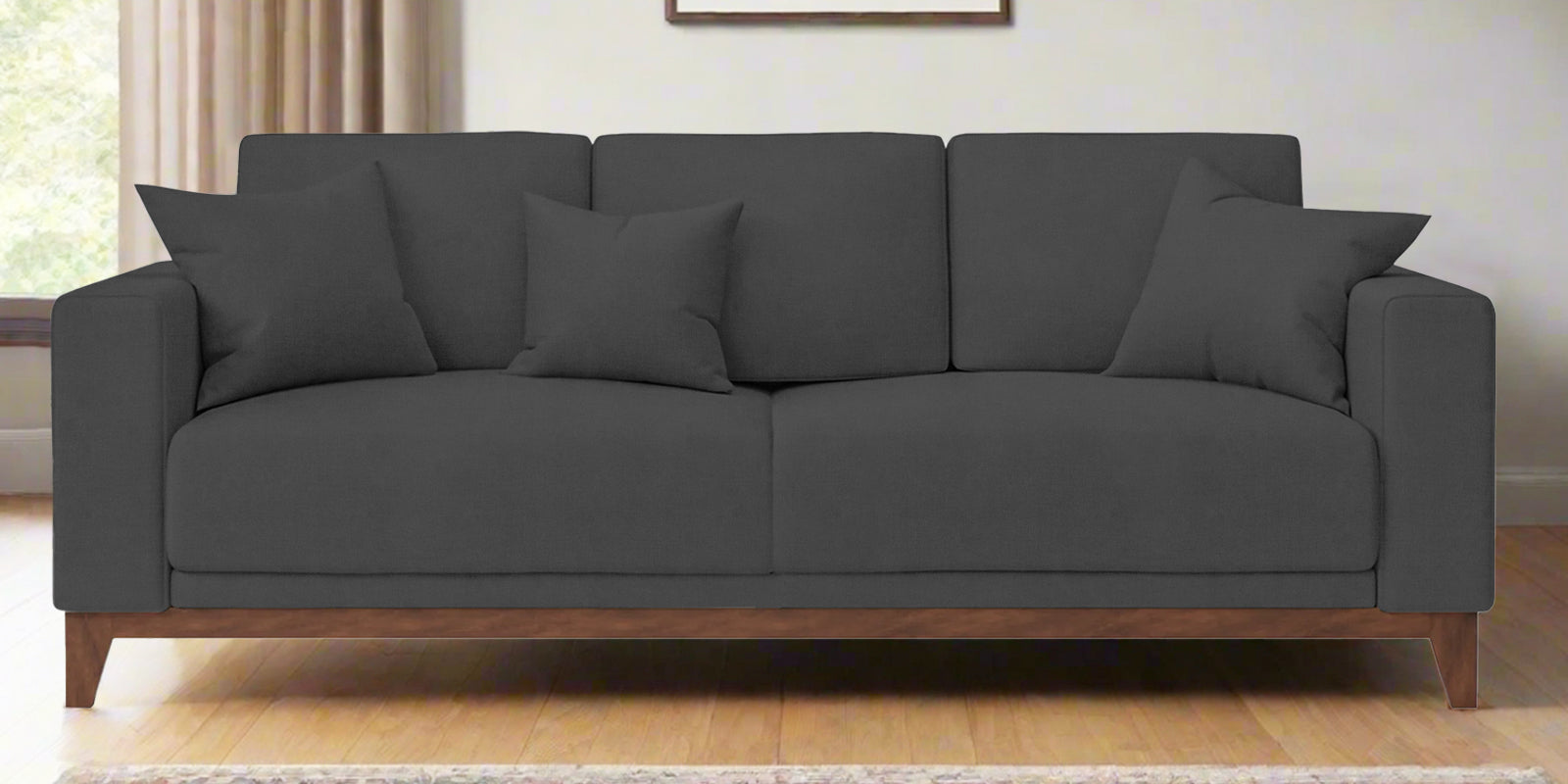 Luca Fabric 3 Seater Sofa In Stone Grey Colour - Febonic Living